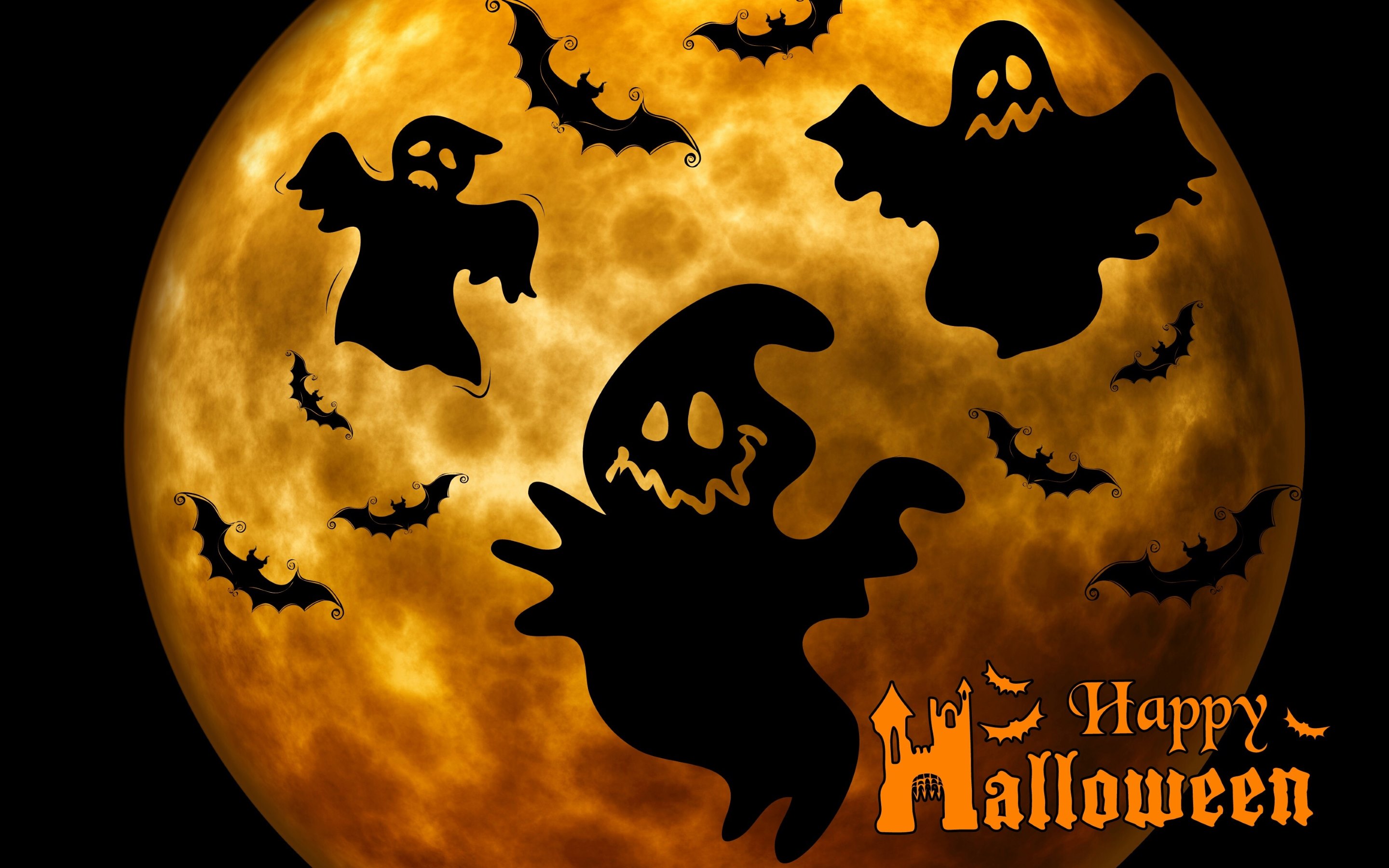 Full HD Wallpaper halloween, holiday, bat, ghost, happy halloween