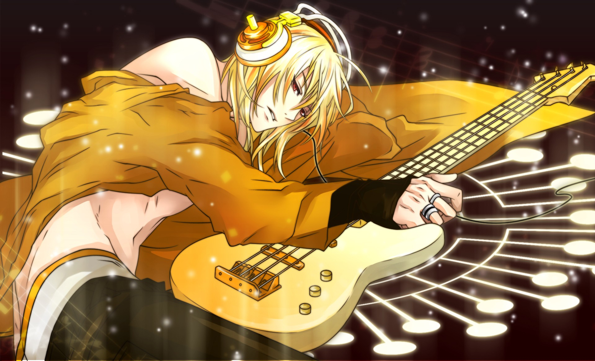 Anime boy guitar music - Cartoon Art - Posters and Art Prints | TeePublic