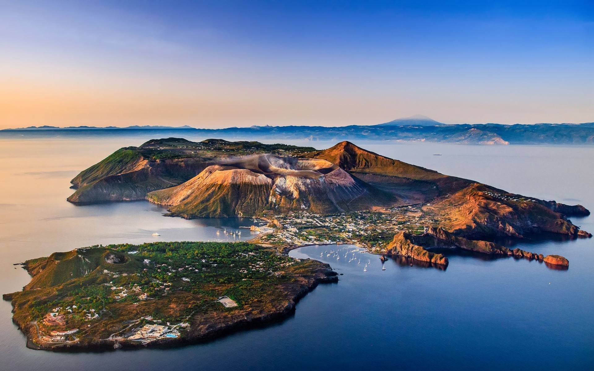 island, earth, aeolian islands, islet, italy, village, volcanic island, vulcano island, vurcanu Phone Background