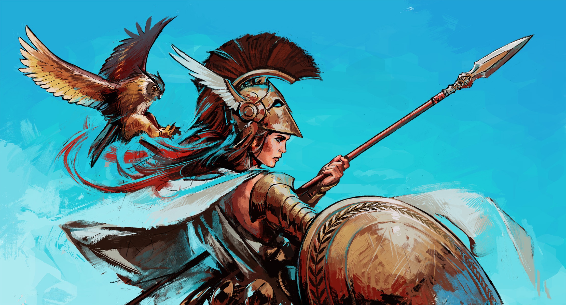 Download mobile wallpaper Fantasy, Shield, Eagle, Armor, Spear, Woman Warrior, Gods, Athena (Deity) for free.