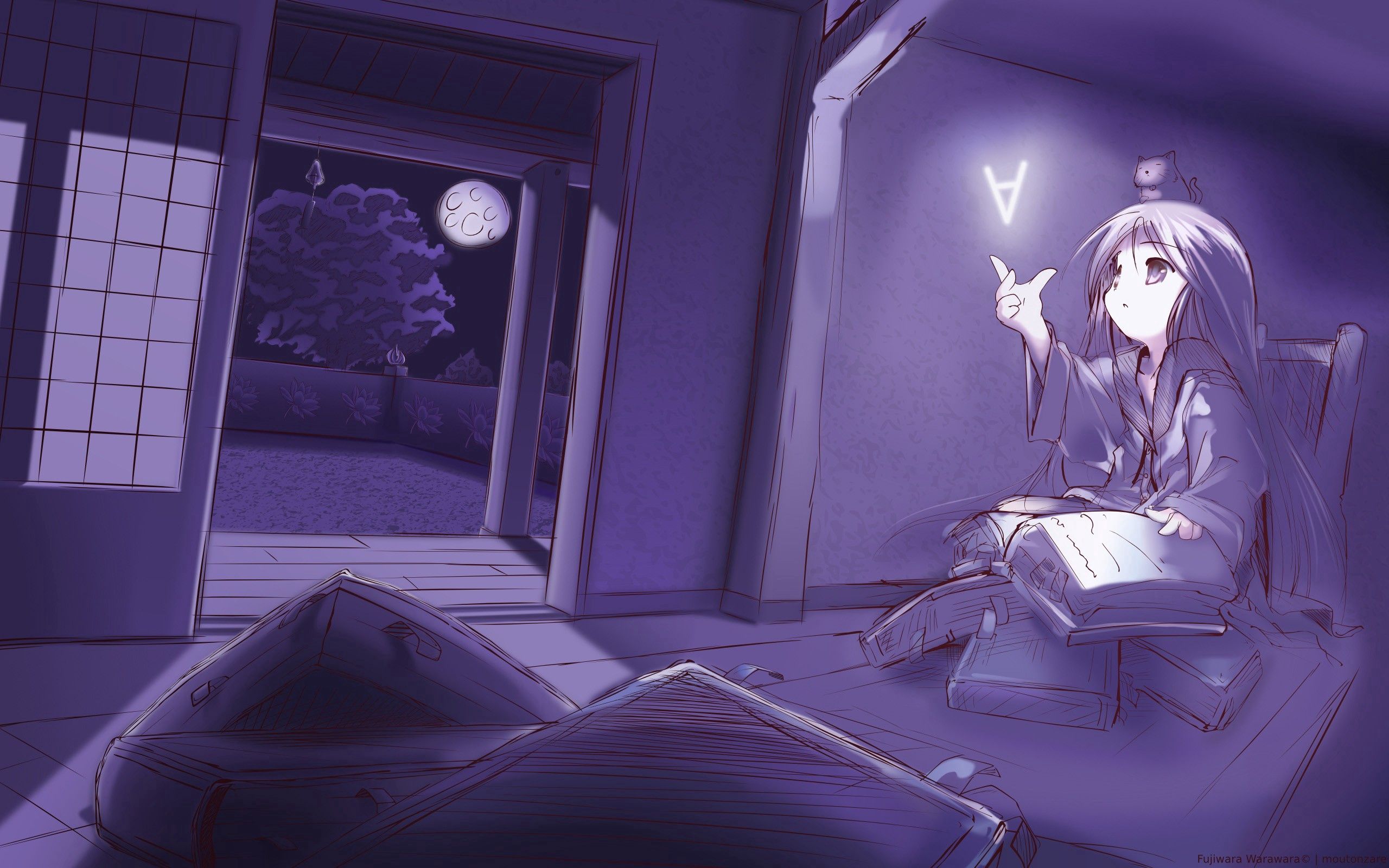 room, book, anime, evening, animeshka, read, to read