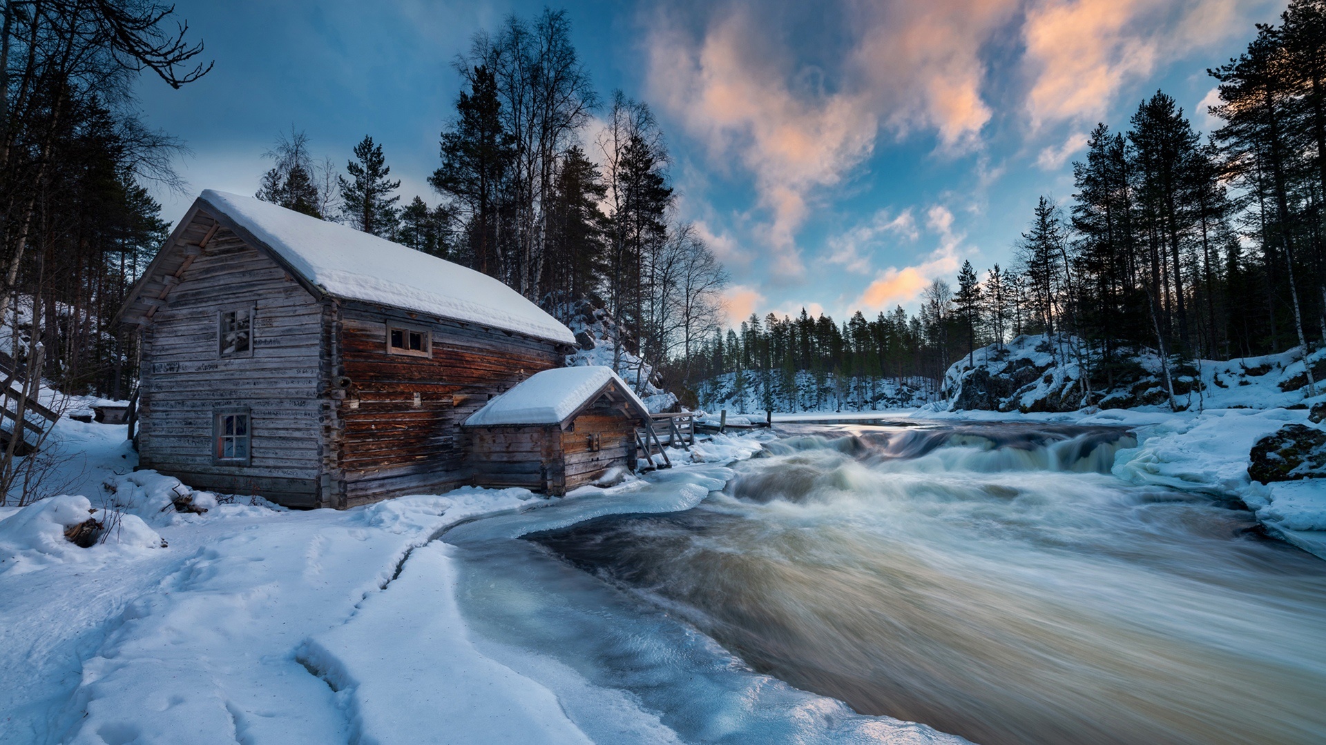931978 скачать картинку финляндия, лес, зима, фотографии, домик, земля, снег - обои и заставки бесплатно