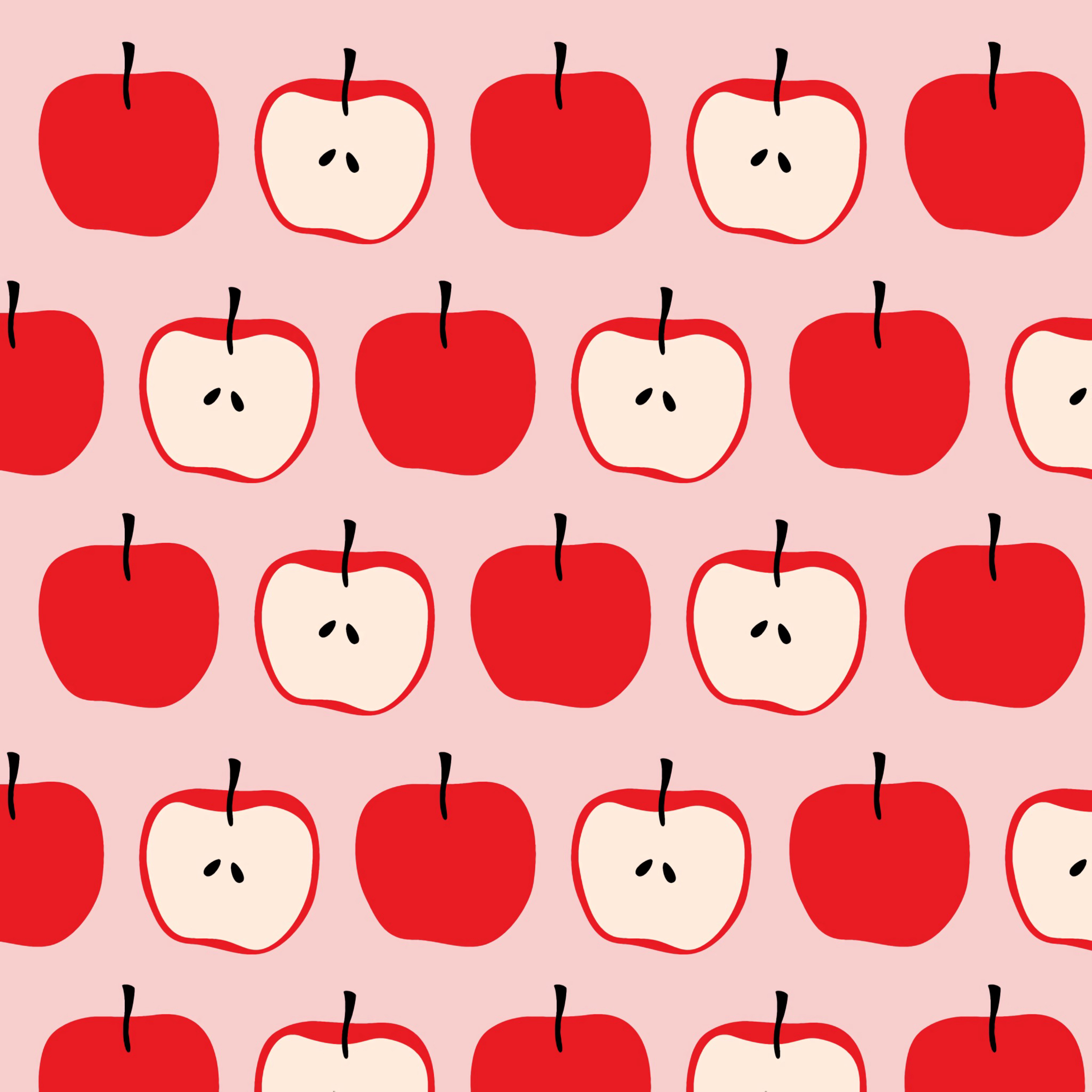 143061 скачать картинку целые, паттерн, фрукты, яблоки, красный, текстуры, половинки - обои и заставки бесплатно