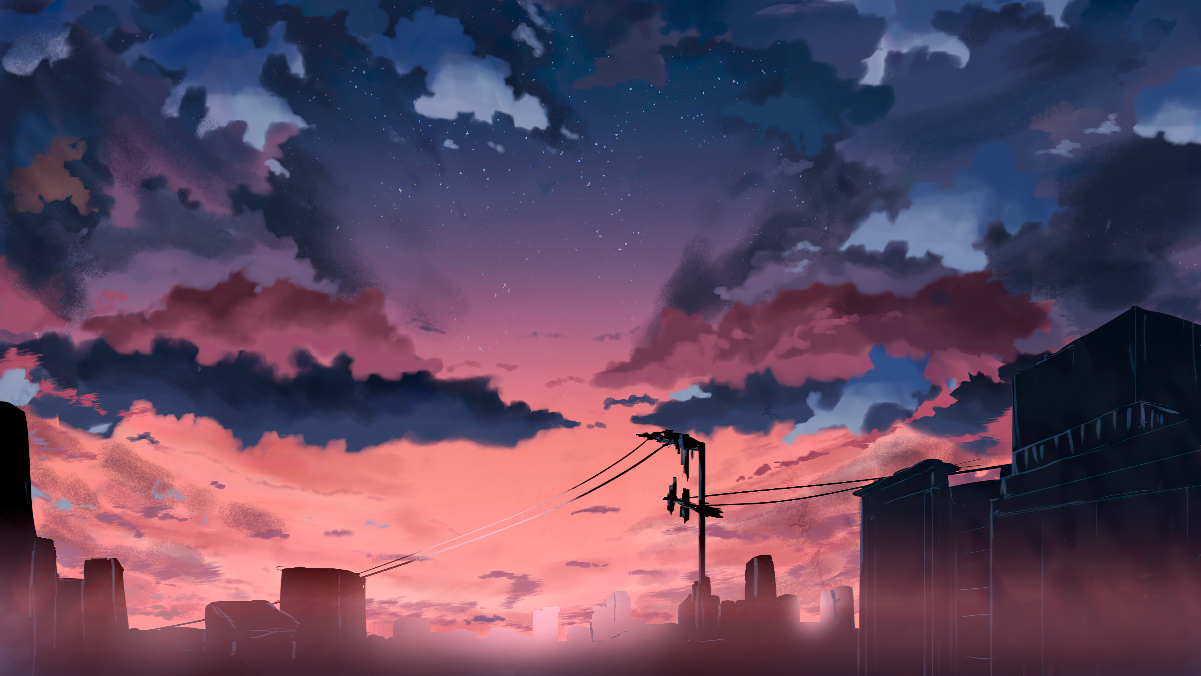 Anime Sunset, city, HD phone wallpaper | Peakpx
