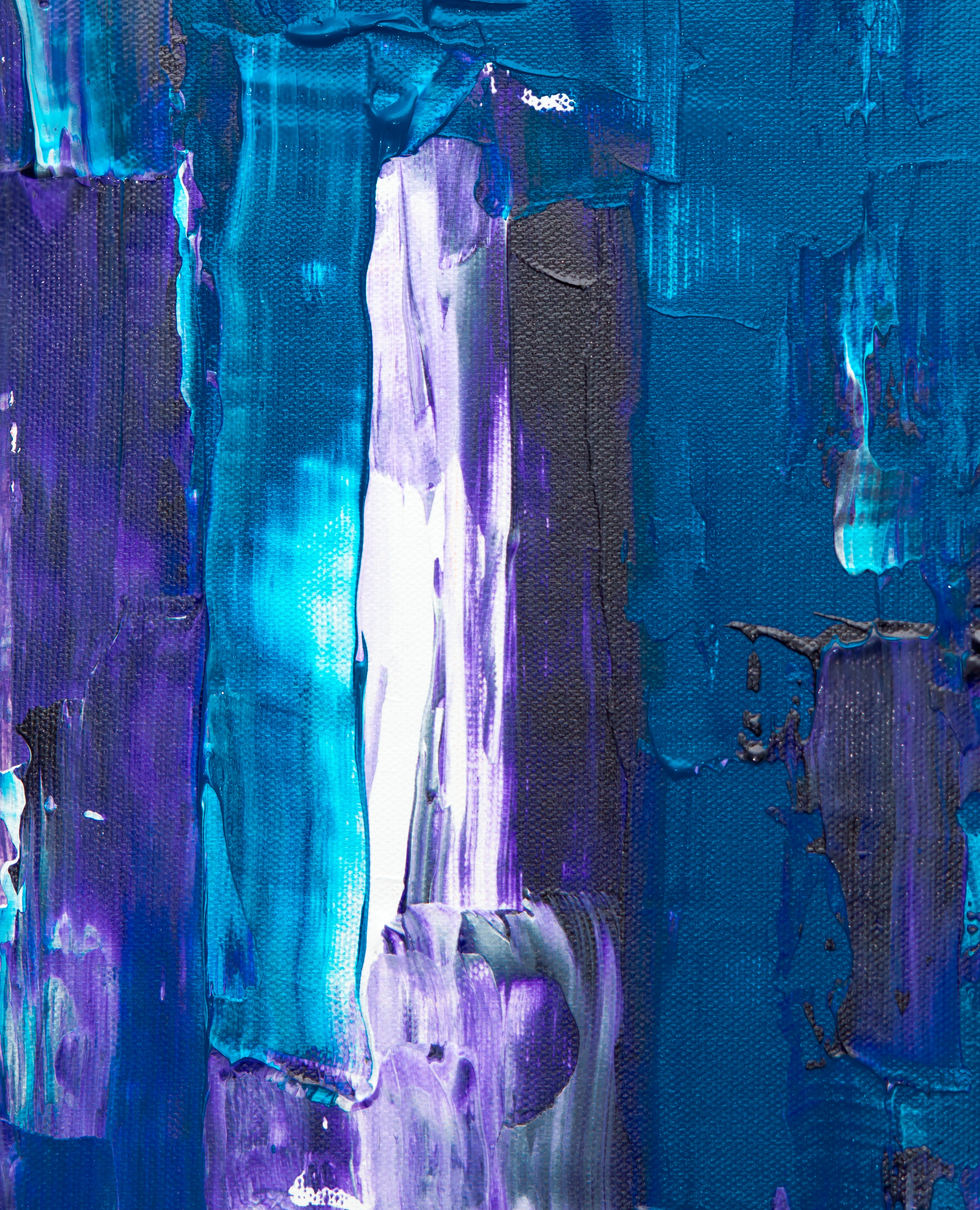 art, abstract, blue, paint, canvas, smears, strokes Full HD