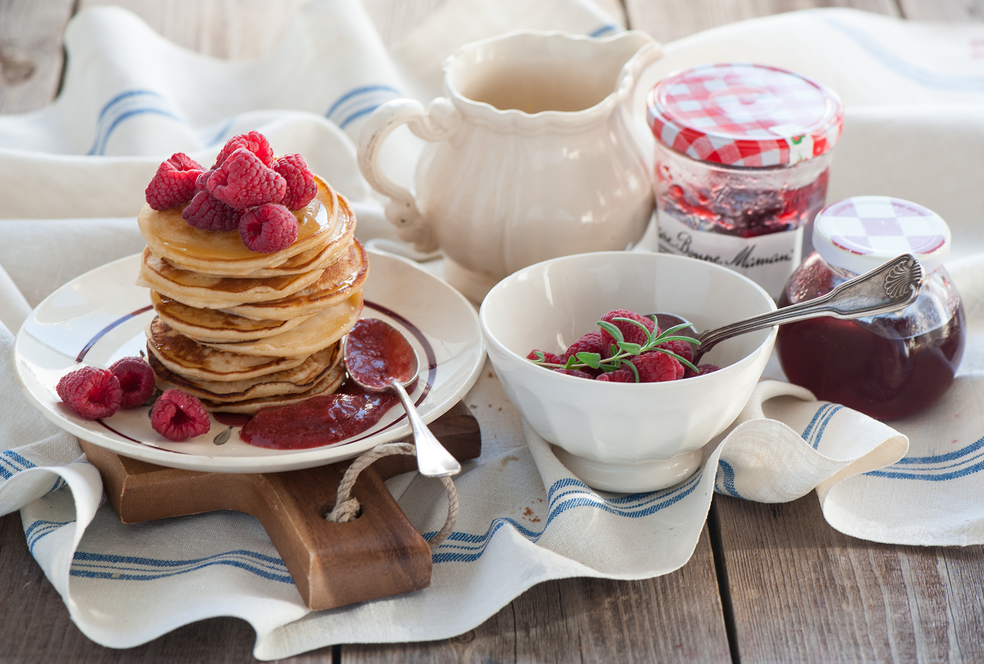 food, breakfast, jam, pancake, raspberry Phone Background