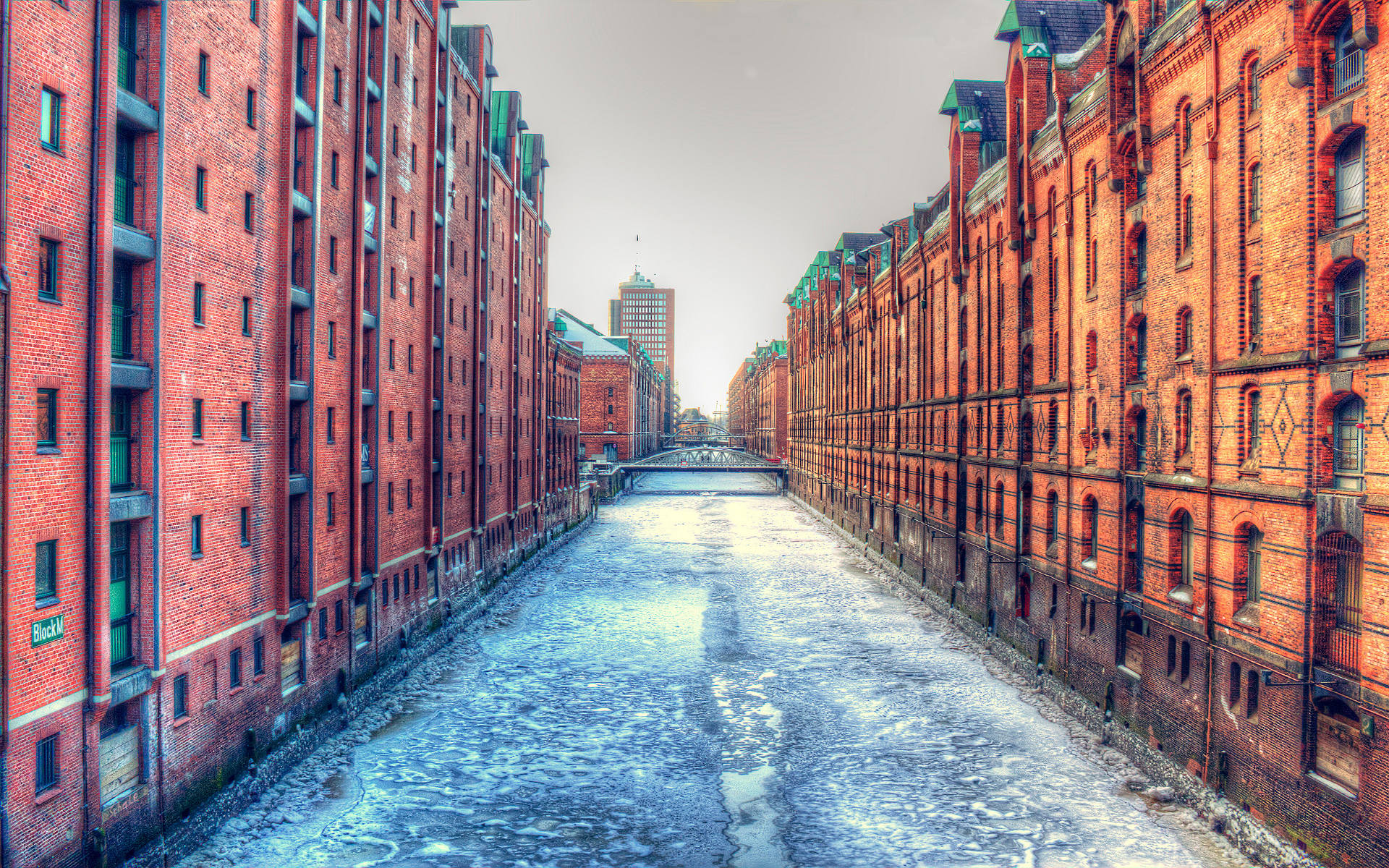 Mobile wallpaper germany, hamburg, man made, building, canal, frozen, winter, cities