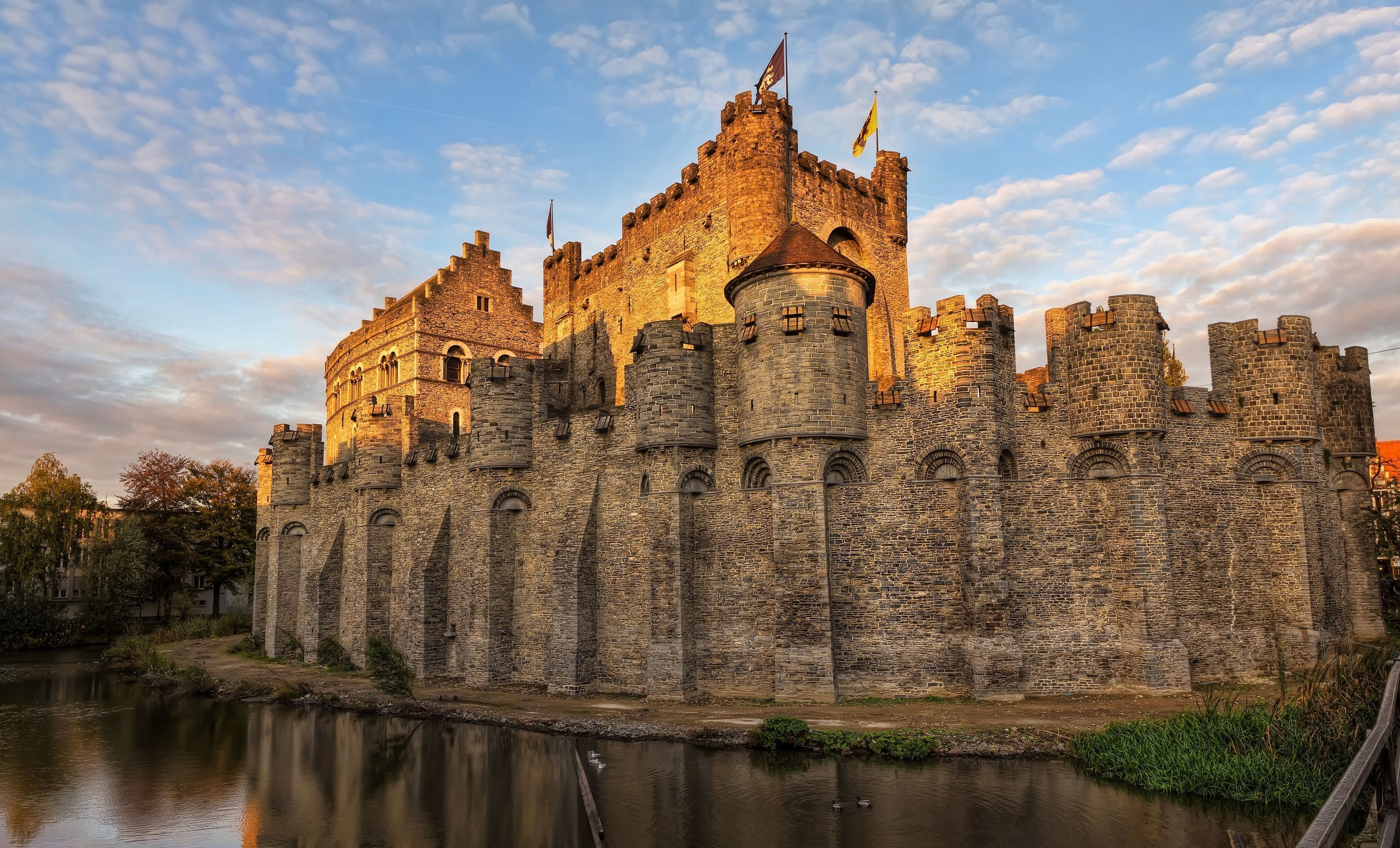 cities, lock, wall, belgium, moat, ditch wallpaper for mobile