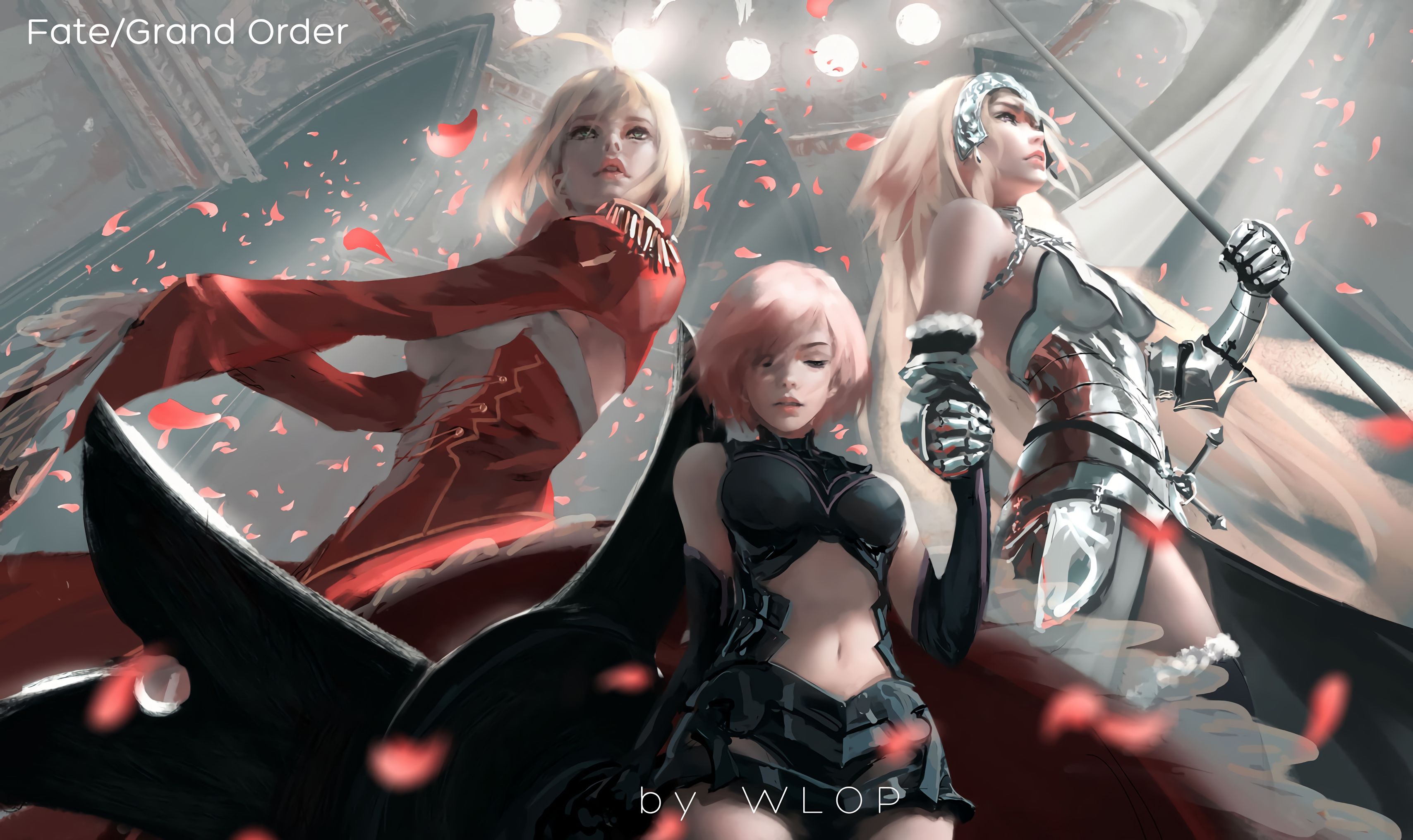 anime, fate/grand order, red saber, ruler (fate/apocrypha), shielder (fate/grand order), fate series Full HD