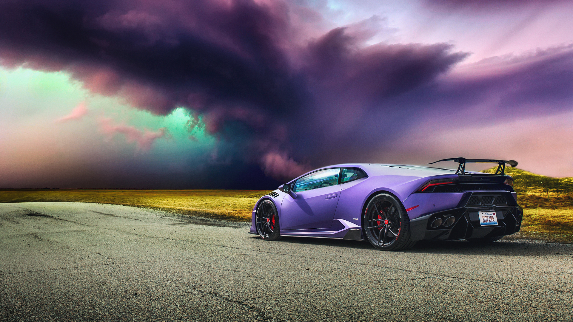 Premium Photo  Purple sport car wallpaper on smoke neon background