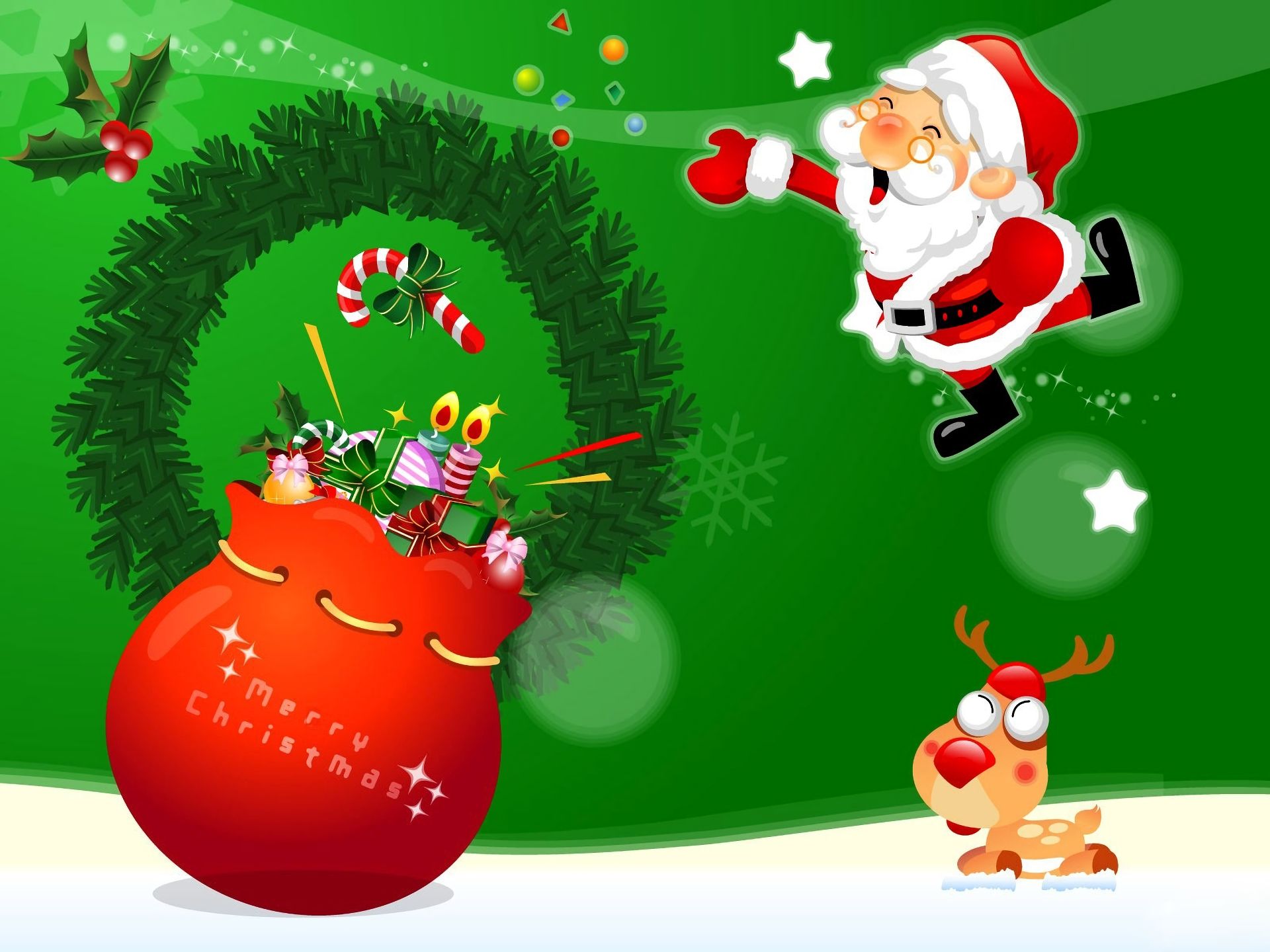 holiday, christmas, decoration, green, reindeer, santa claus