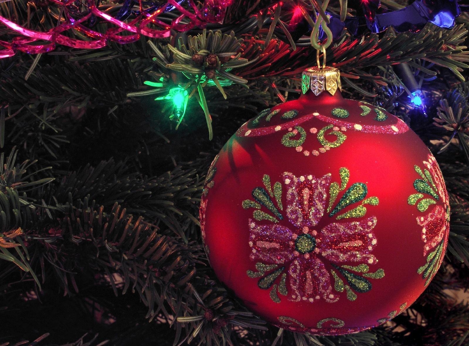 holidays, pattern, branch, ball, needles, garland, christmas tree toy
