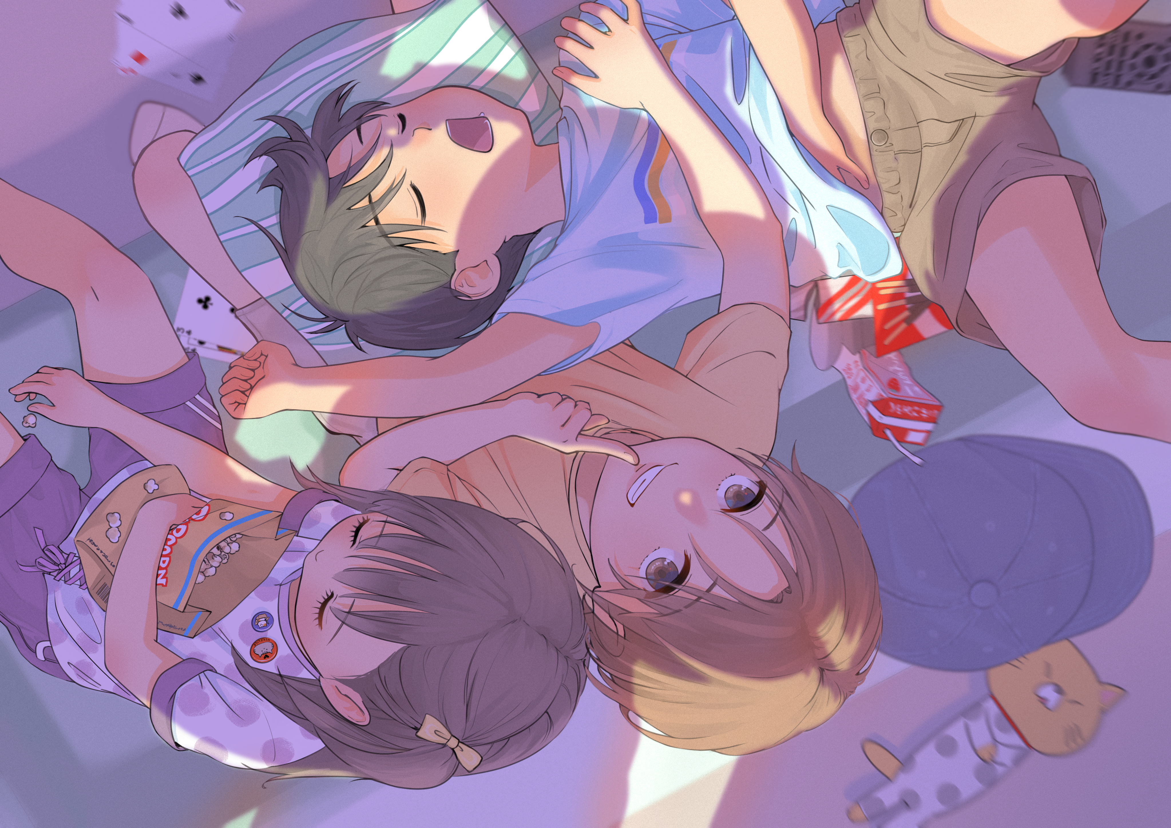 anime, friends, cute, sleeping