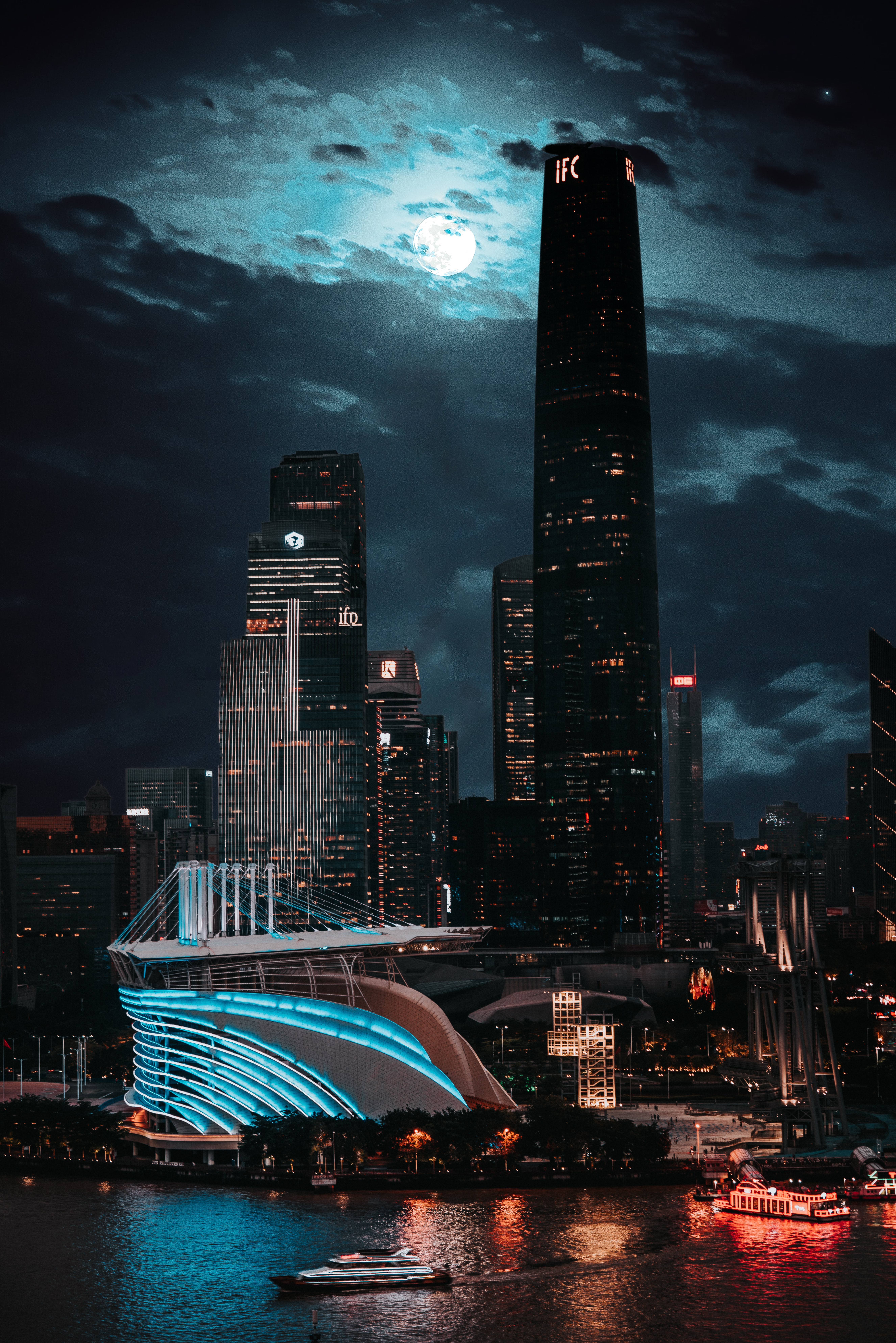 light, moon, night, city, shine, cities, architecture, building Aesthetic wallpaper