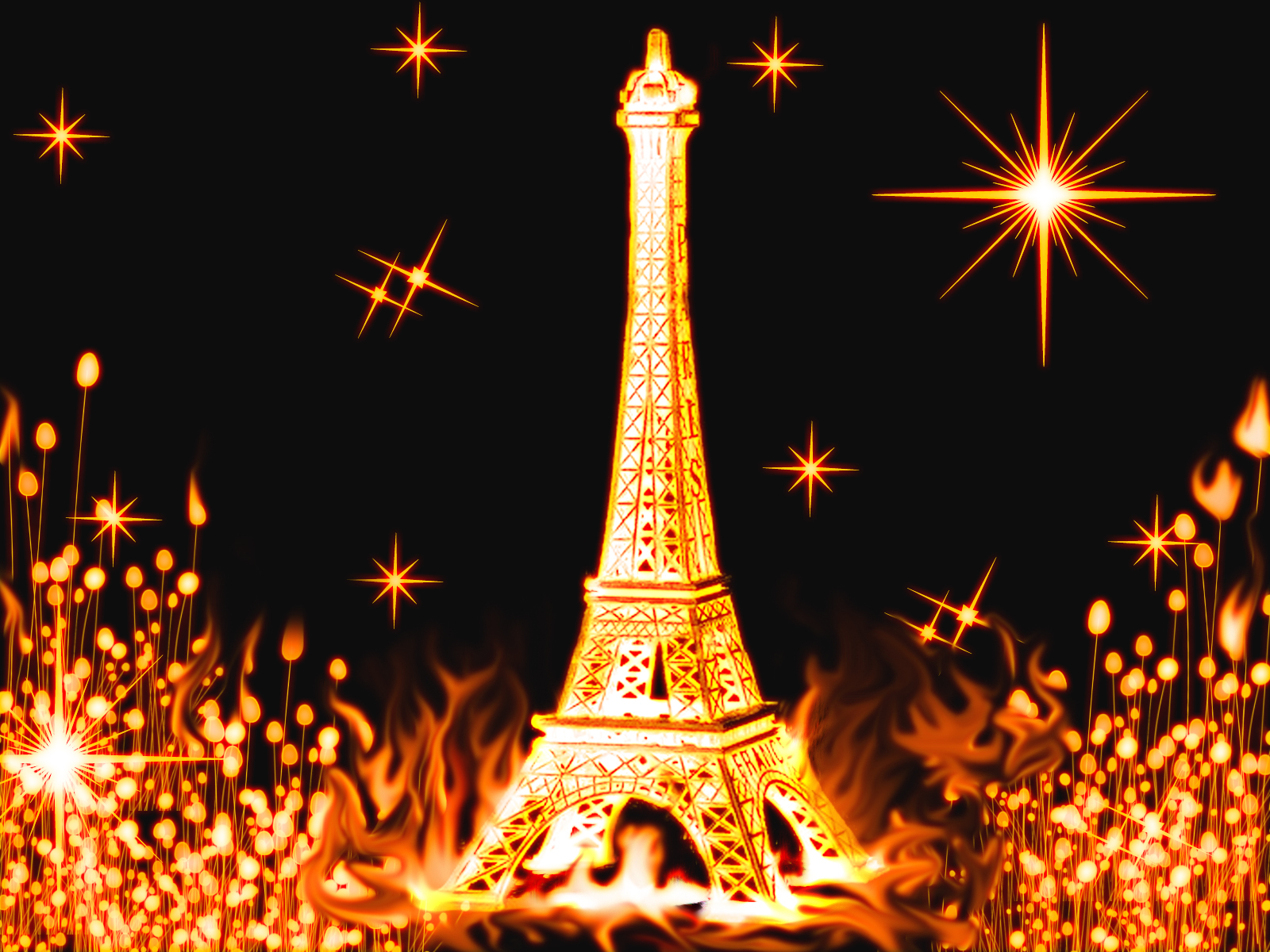 Download mobile wallpaper Stars, Architecture, Eiffel Tower, Art for free.