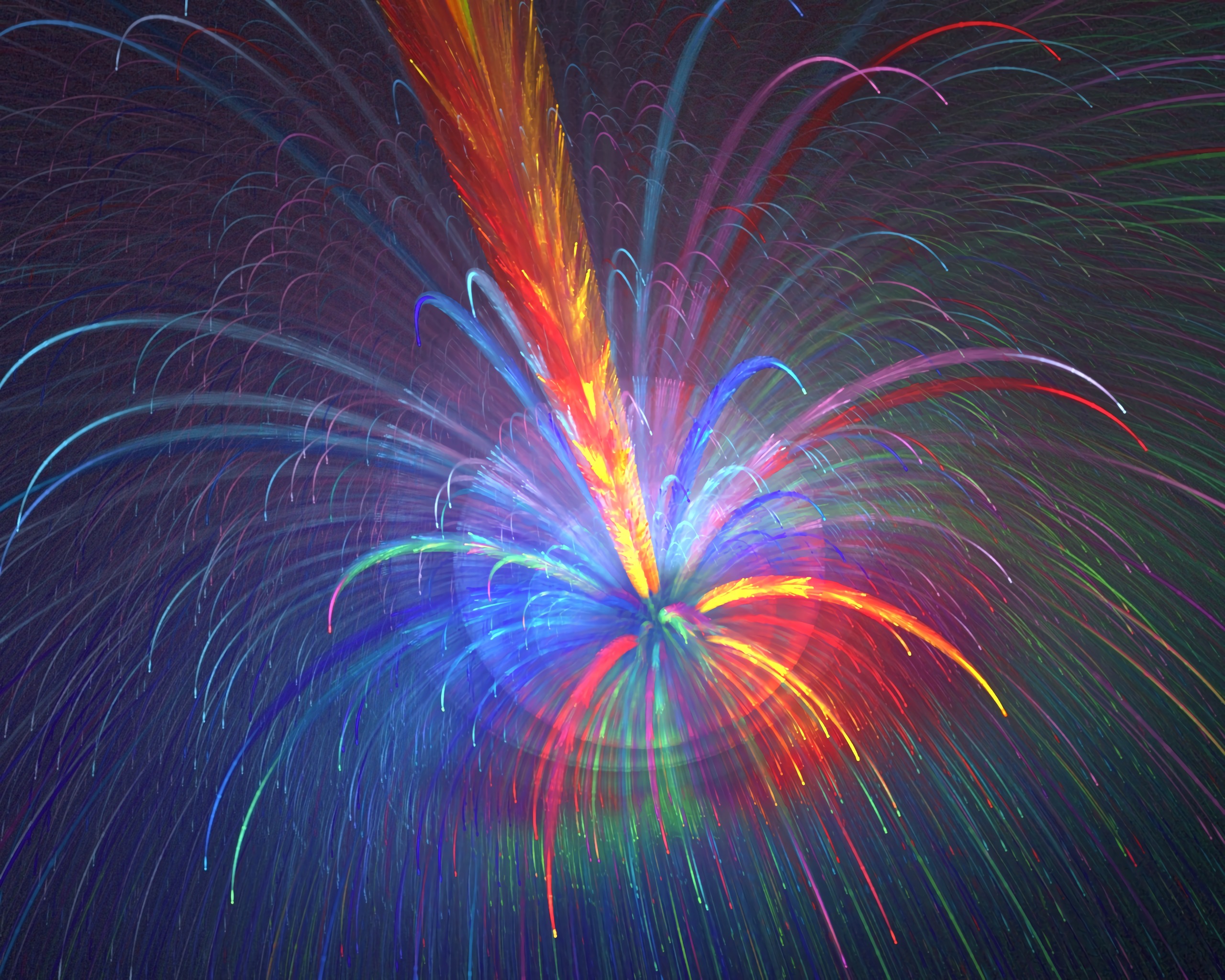 Download mobile wallpaper Fireworks, Sparks, Motley, Firework, Multicolored, Fractal, Abstract for free.