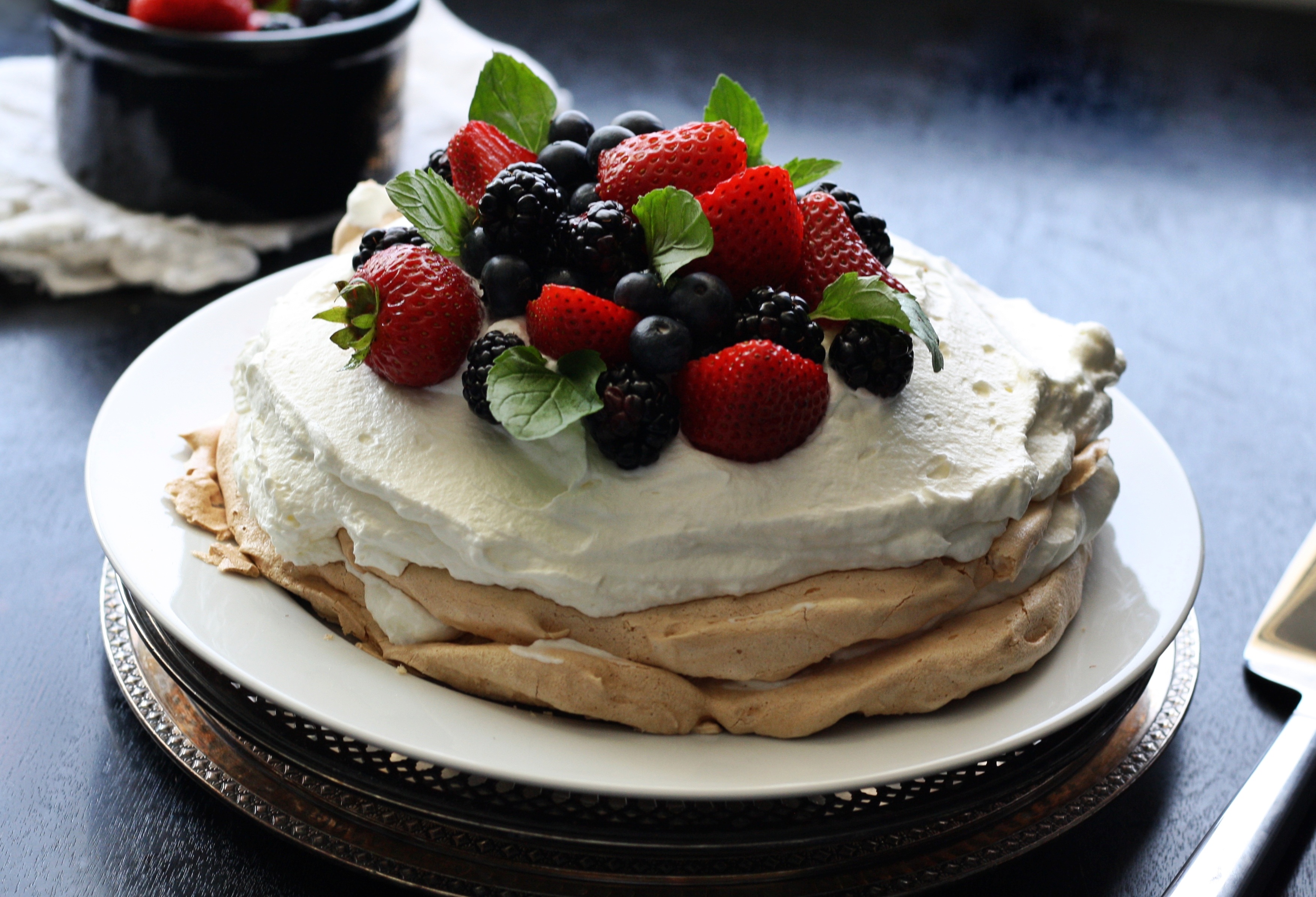food, desert, berries, cream, pancakes Free Stock Photo