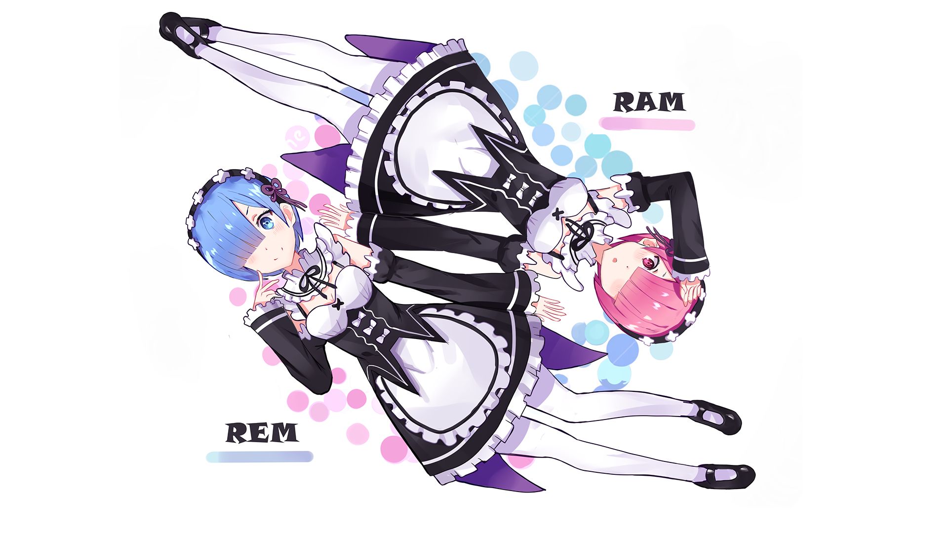 anime, re:zero starting life in another world, blue eyes, blue hair, ram (re:zero), rem (re:zero), short hair wallpapers for tablet
