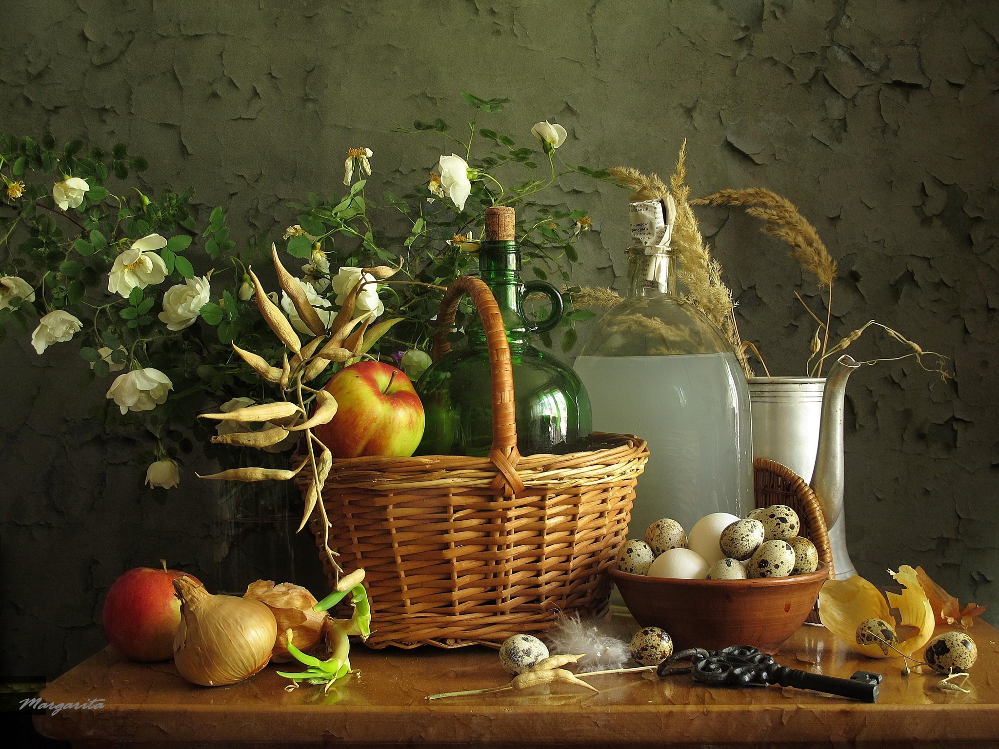 food, eggs, apples, still life, basket cellphone