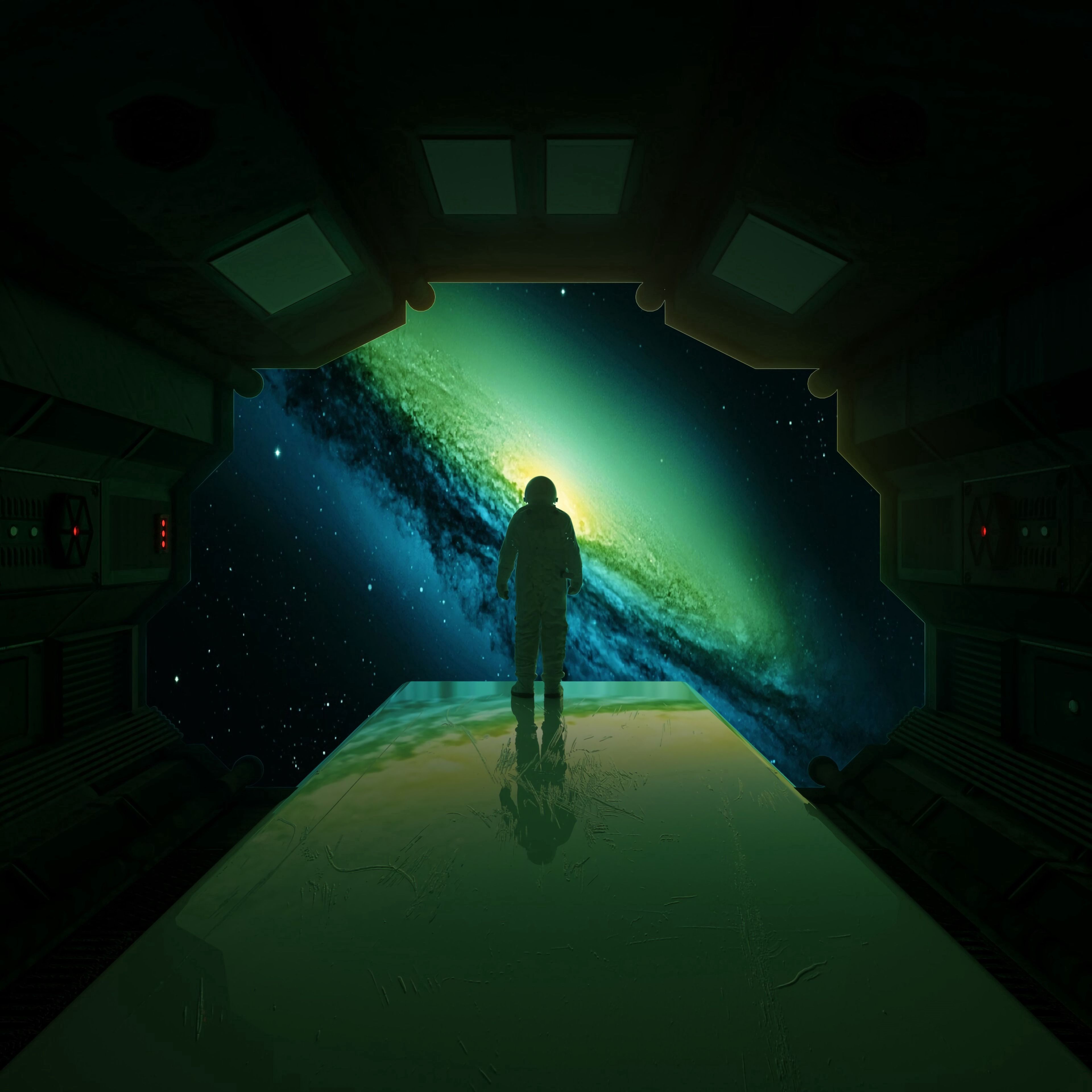 galaxy, universe, silhouette, cosmonaut, open space download HD wallpaper