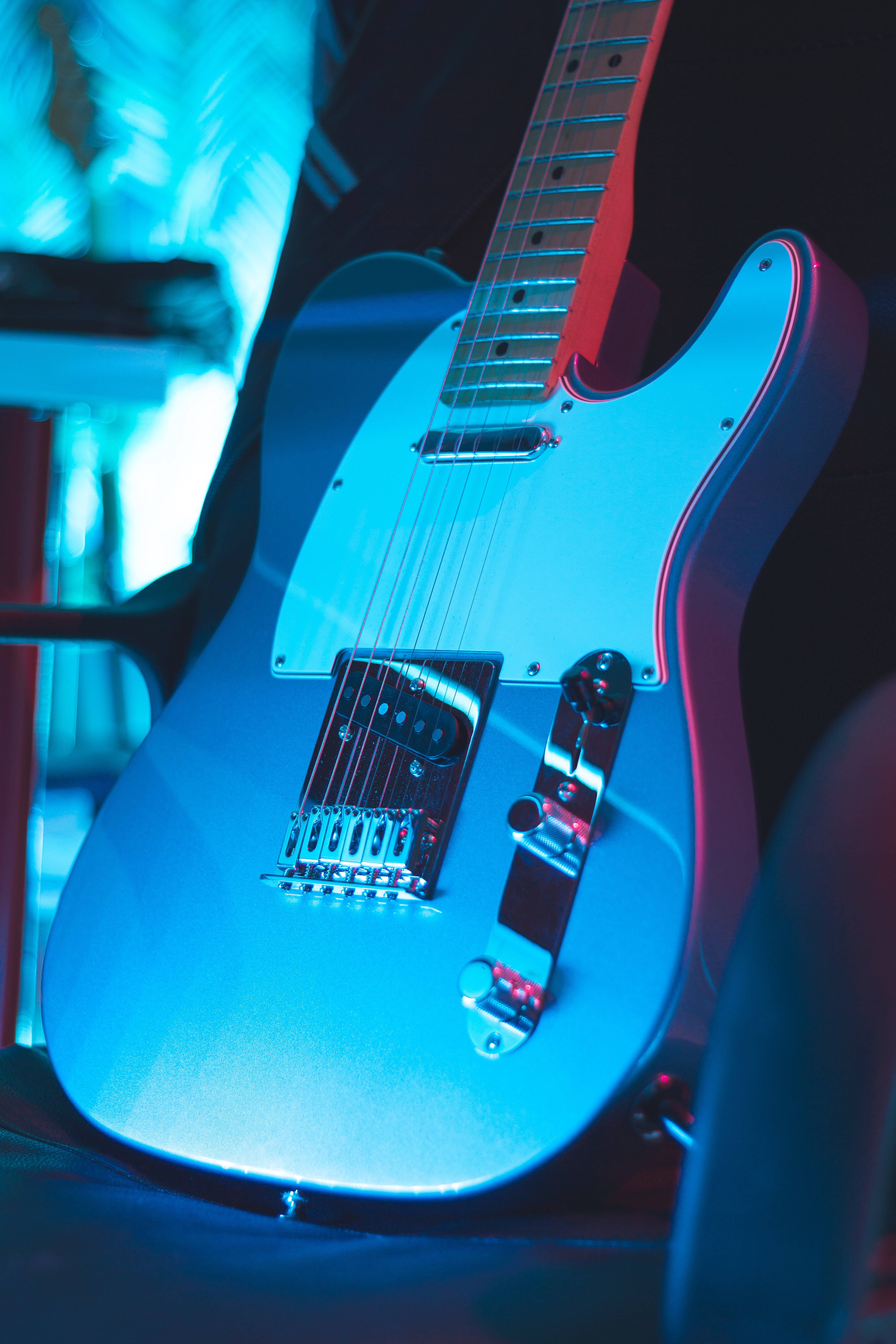 guitar, musical instrument, music, neon, electronic High Definition image