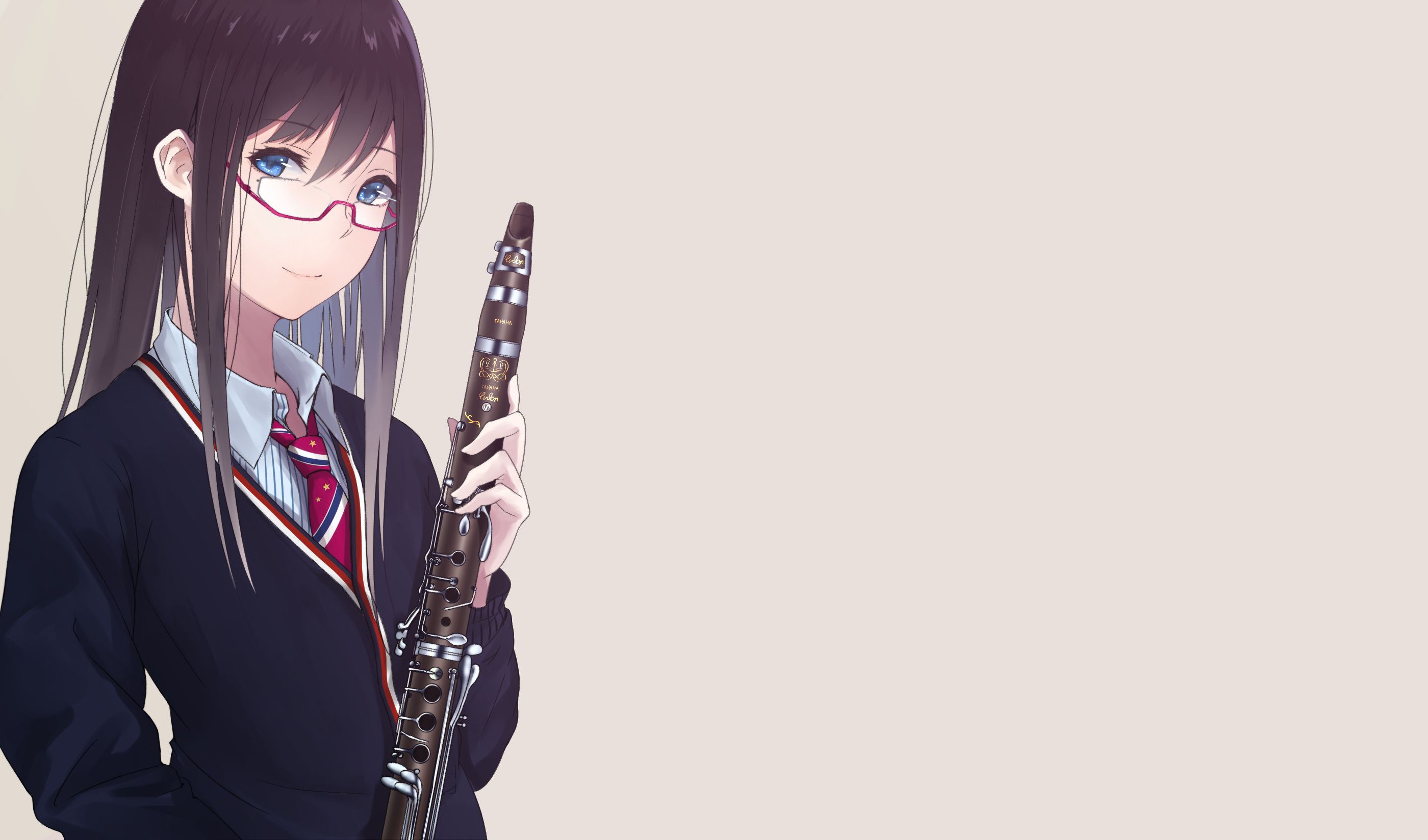 Аниме девочка с флейтой и черными волосами