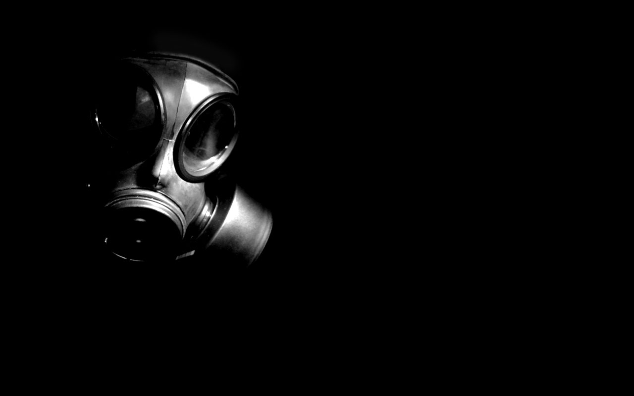 dark, gas mask 4K