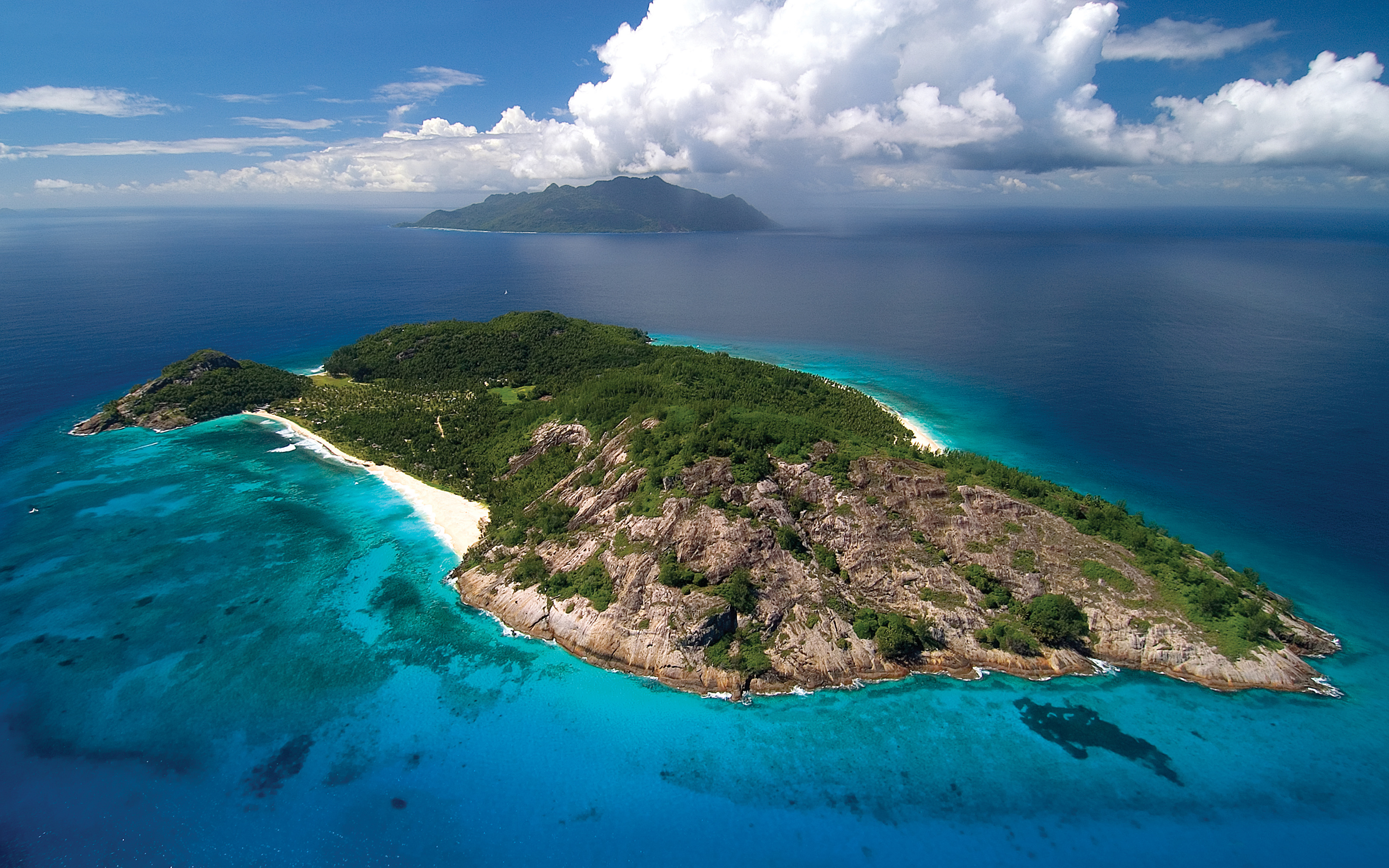 earth, island, ocean, seychelles Panoramic Wallpaper