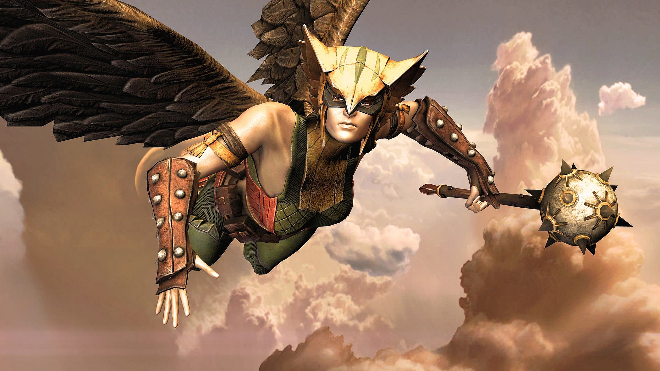 video game, injustice: gods among us, hawkgirl (dc comics), mace, shiera hall, wings, injustice download HD wallpaper
