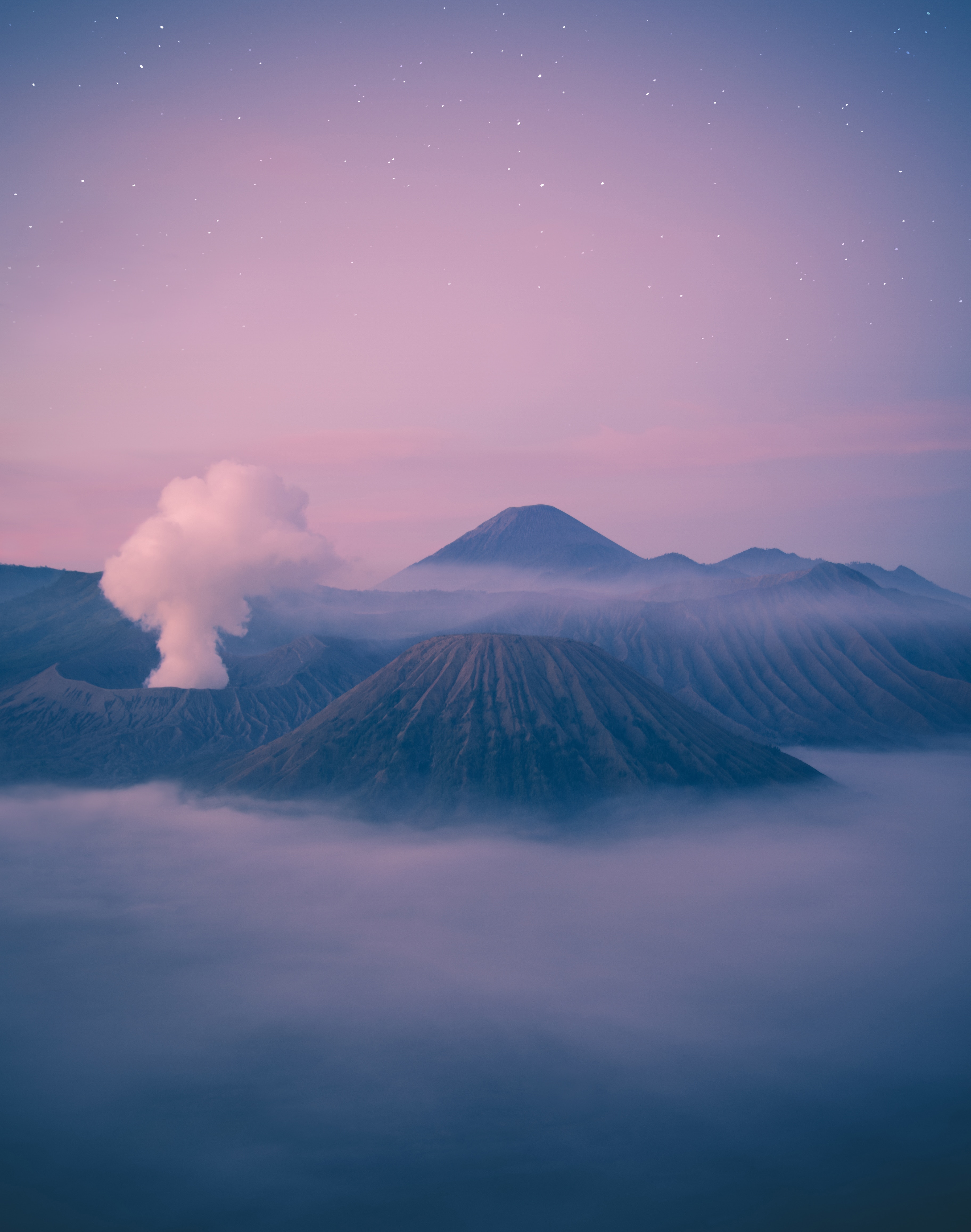 mountain bromo, indonesia, nature, clouds, mountain, fog, mount bromo cellphone