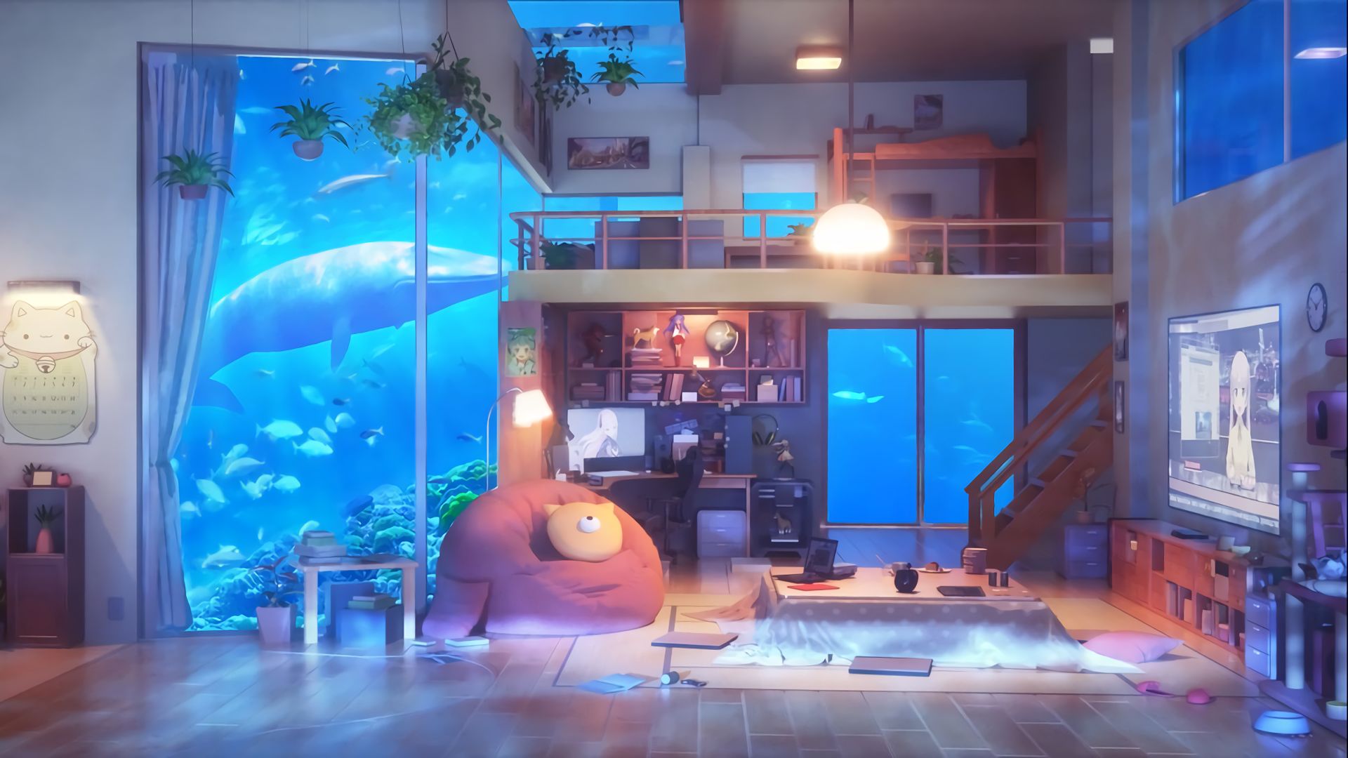 living room, anime, room HD wallpaper
