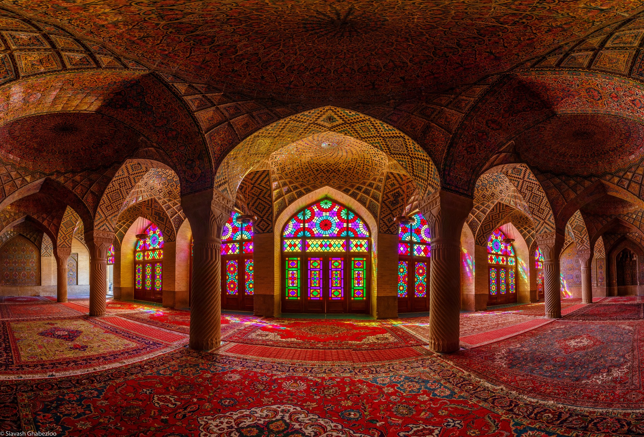 mosque, iran, stained glass, religious, arch, colorful, colors, mosques 4K