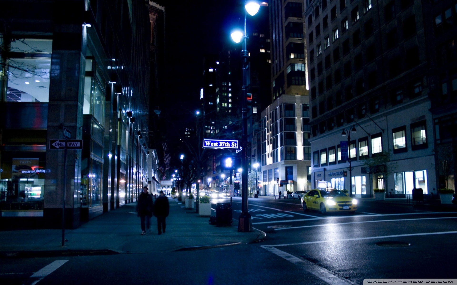 Город Нью-Йорк улицы ночью