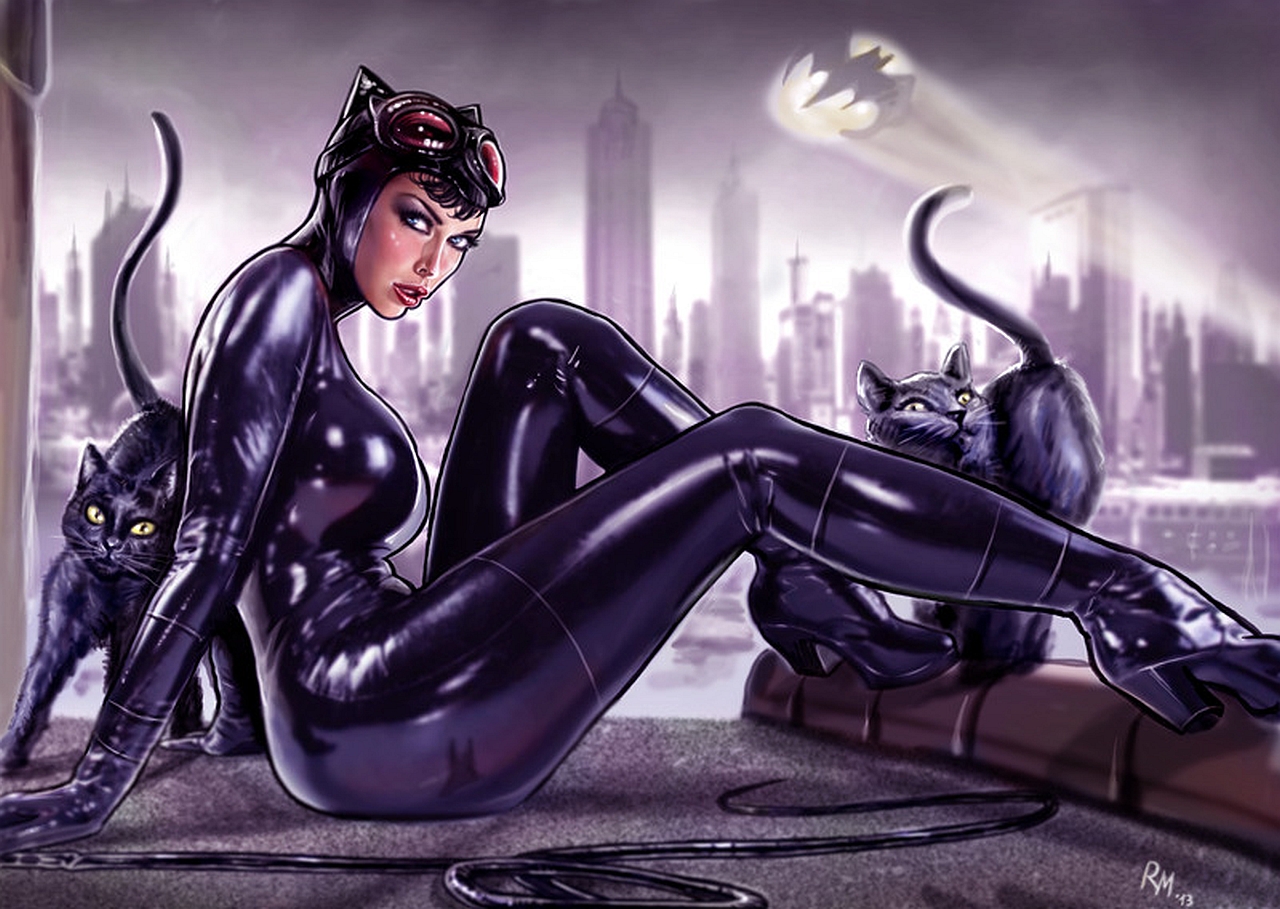 1473272 descargar fondo de pantalla historietas, catwoman, batiseñal, gato, dc comics, gotham city: protectores de pantalla e imágenes gratis
