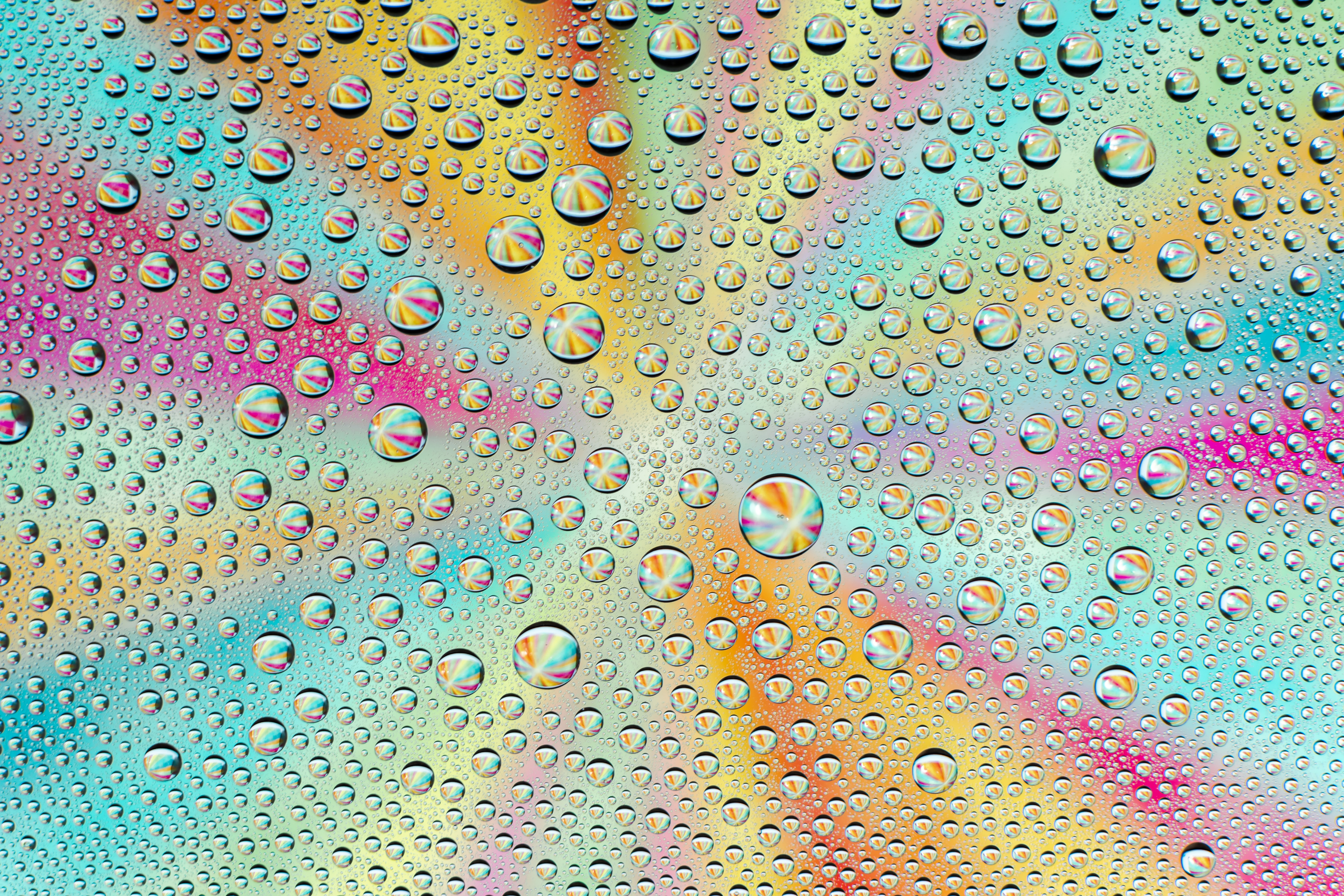 Download mobile wallpaper Macro, Motley, Wet, Multicolored, Abstract, Drops, Gradient for free.