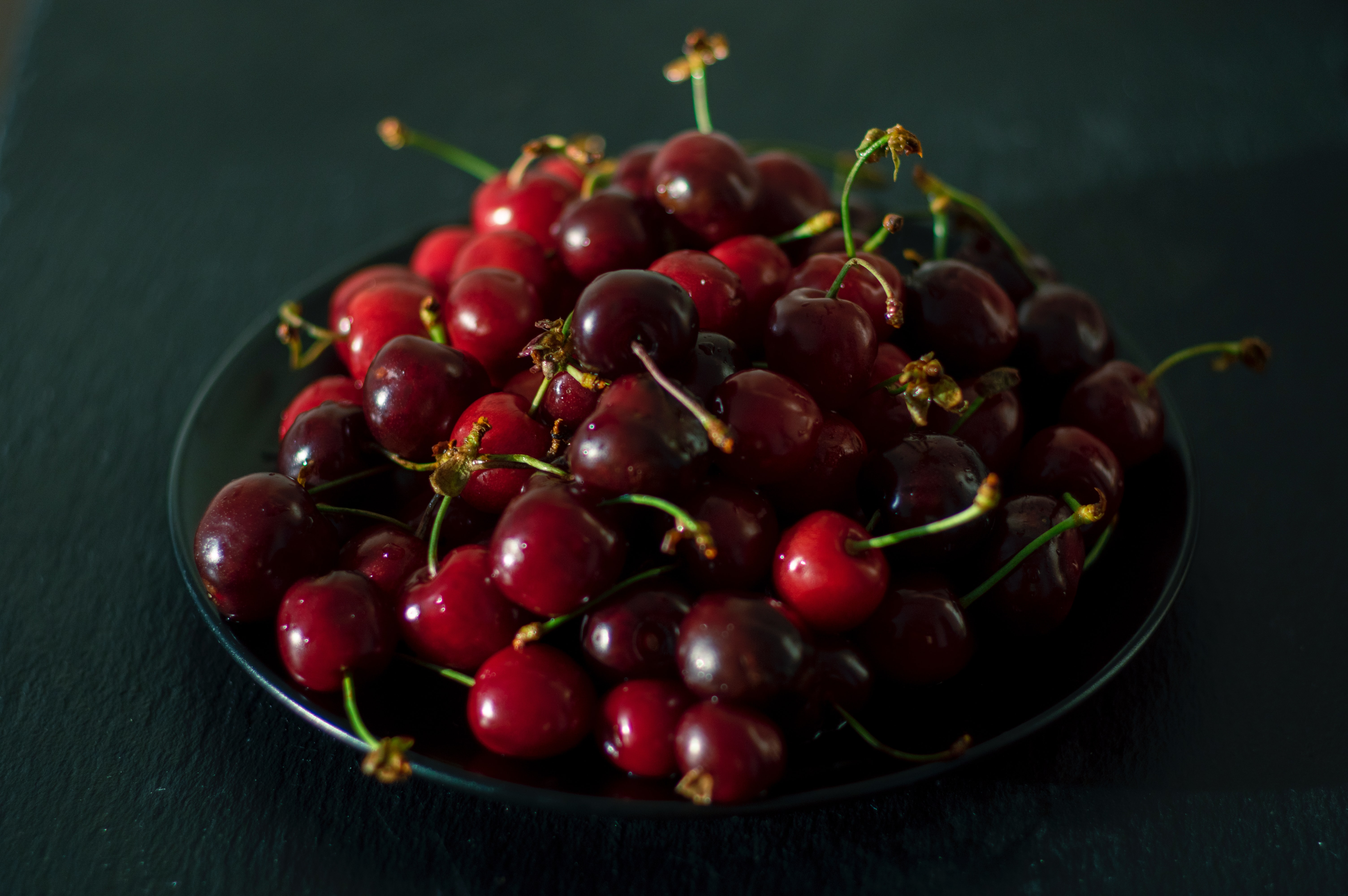 android fruits, sweet cherry, food, cherry, berry, plate