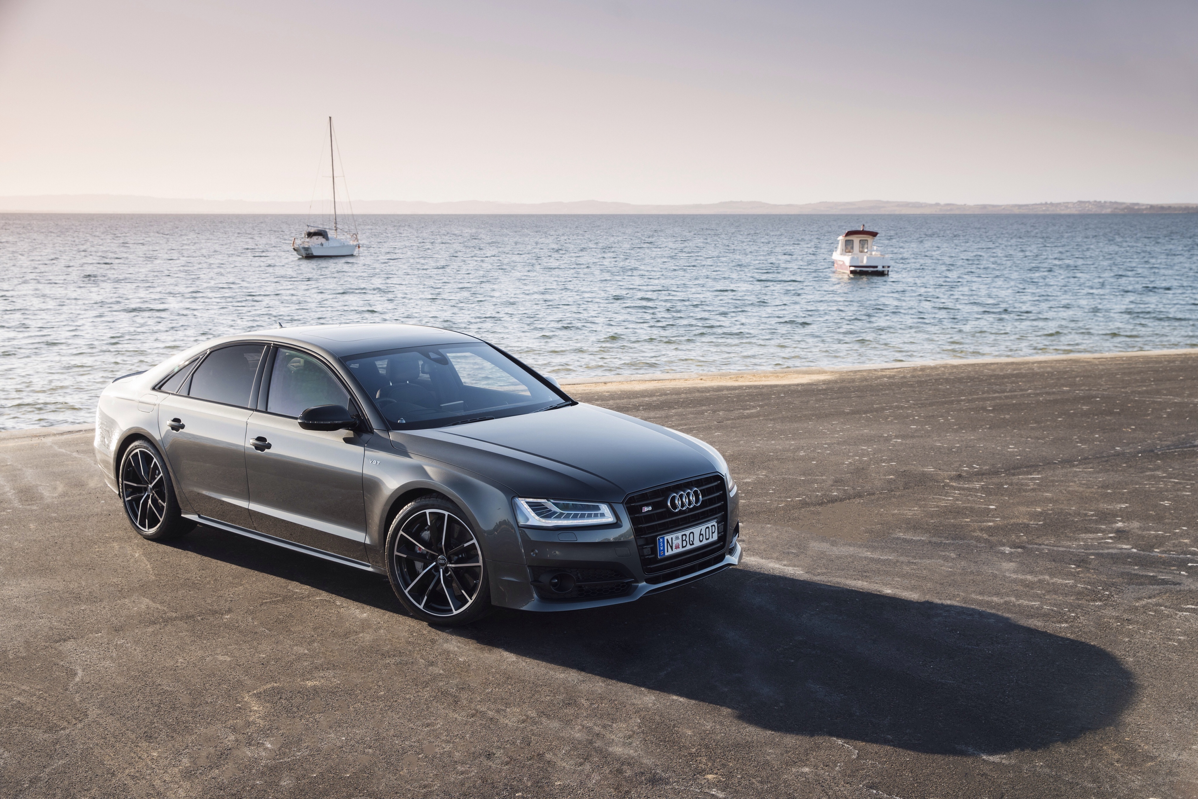 Free download wallpaper Cars, Side View, S8, Sea, Audi on your PC desktop