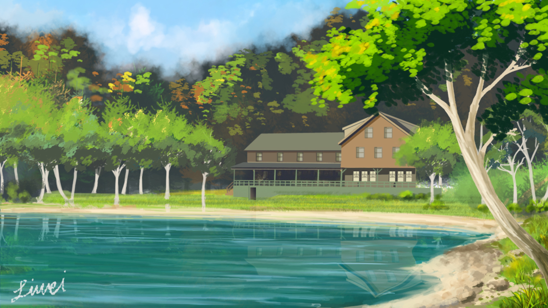 Anime Lake HD Wallpaper by Moonslan Studio