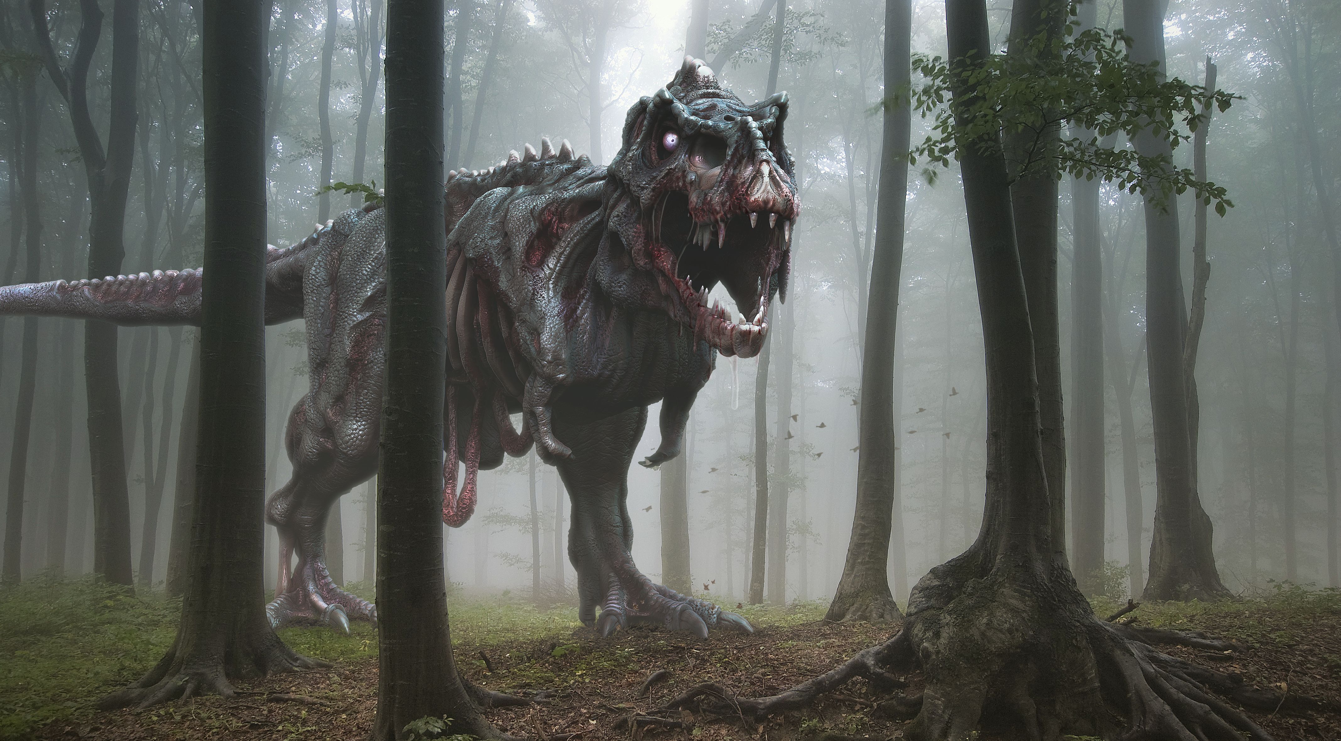 zombie, dark, tyrannosaurus rex lock screen backgrounds