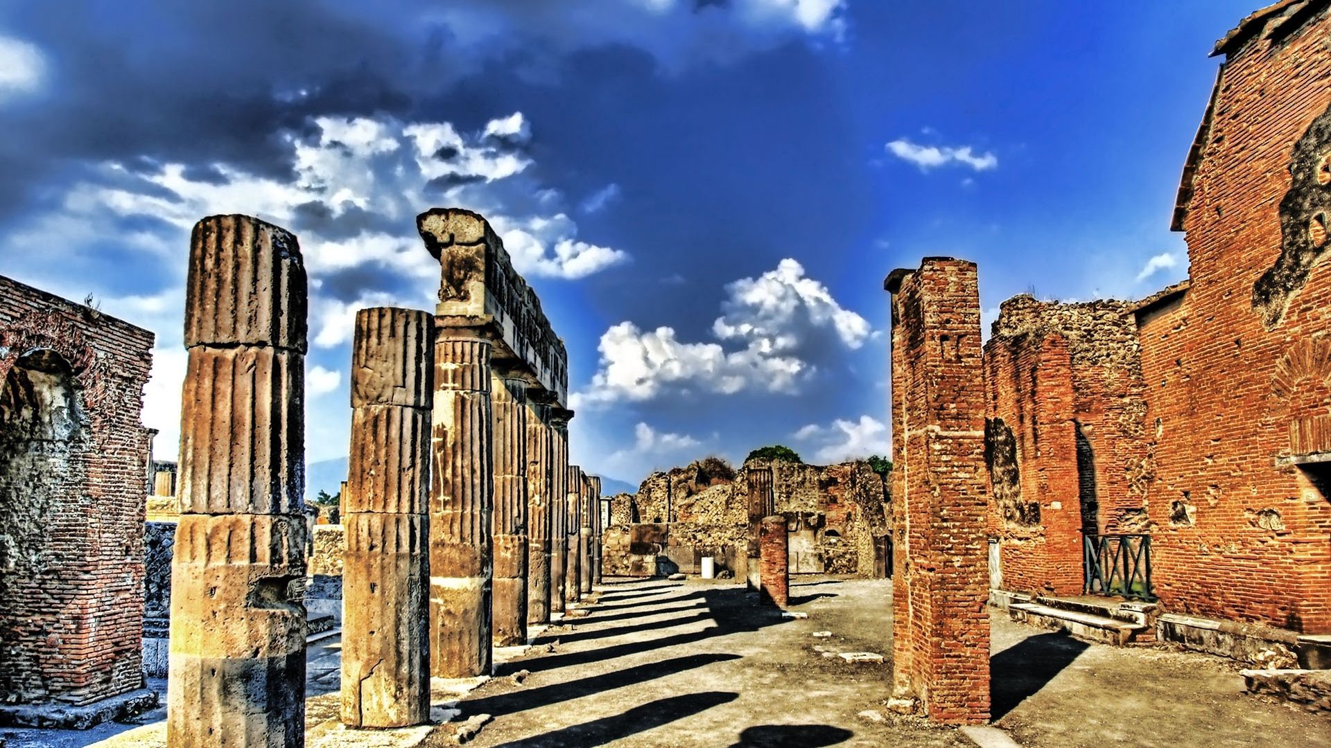 cities, sky, ruin, ruins, column, columns Smartphone Background