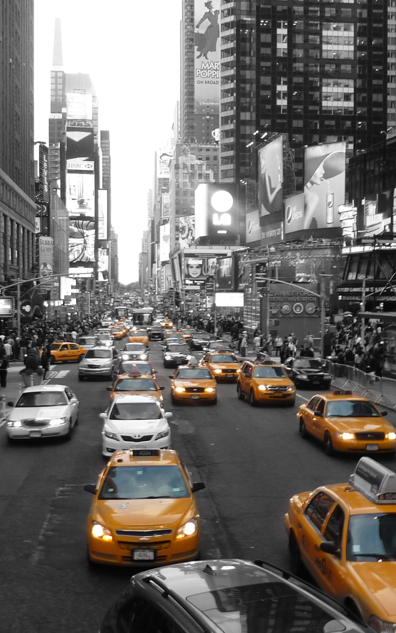man made, new york, city, selective color, traffic, cities QHD