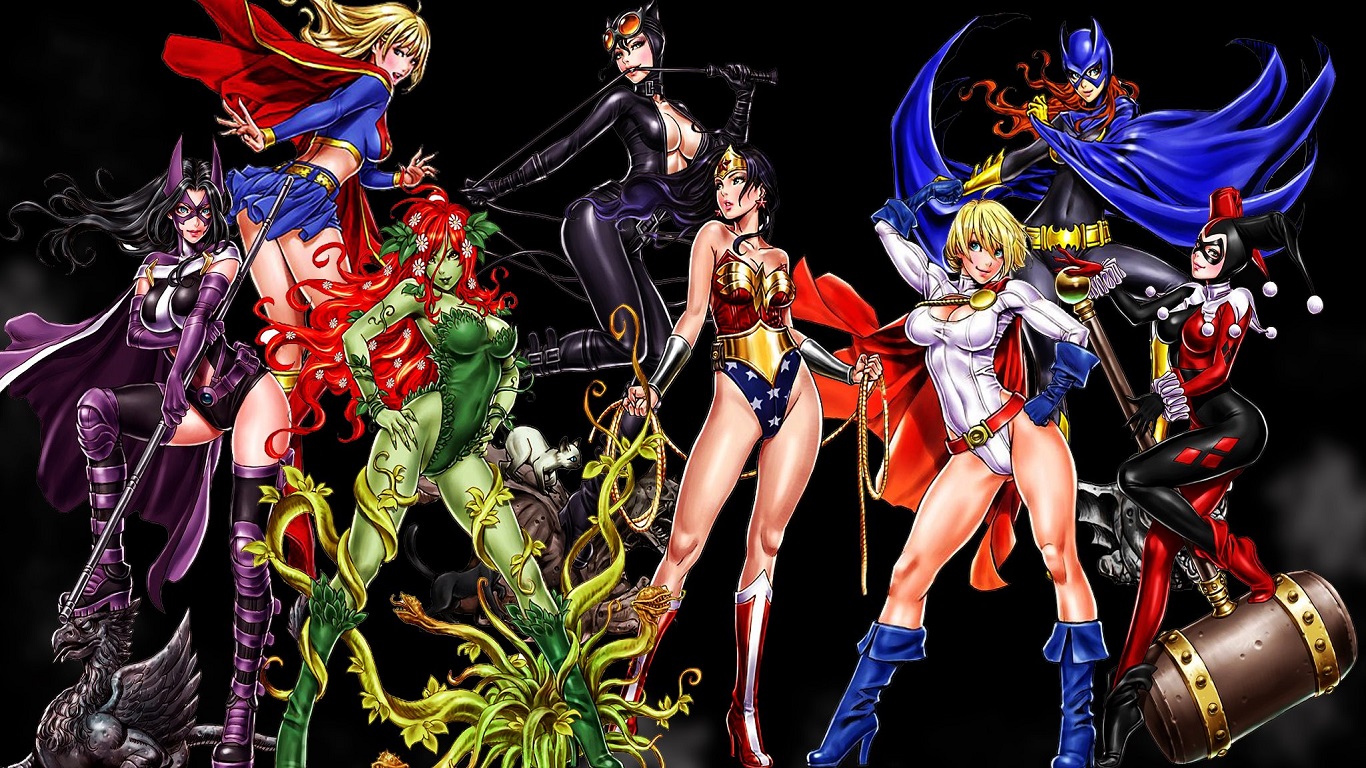 poison ivy, supergirl, catwoman, comics, collage, barbara gordon, batgirl, harley quinn, huntress (dc comics), power girl, wonder woman Full HD