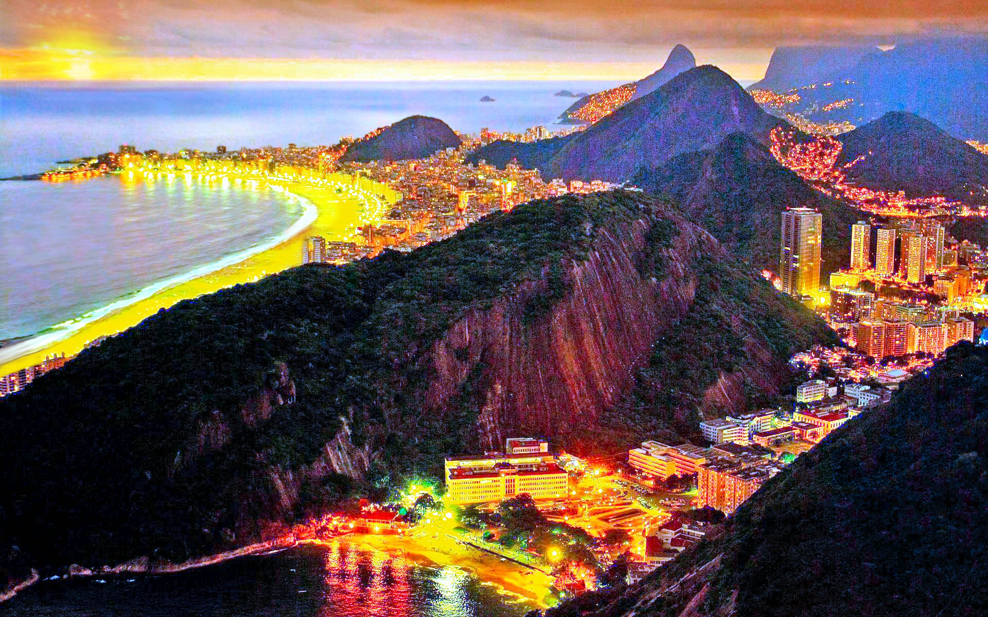 vertical wallpaper photography, sunset, brazil, city, coast, horizon, mountain, rio de janeiro