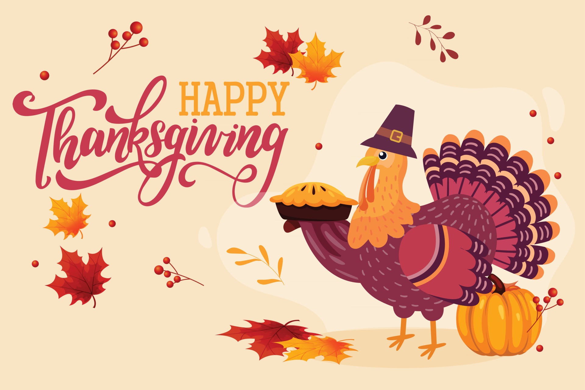 Happy Thanksgiving Screensaver, Happy Thanksgiving Banner, 4K