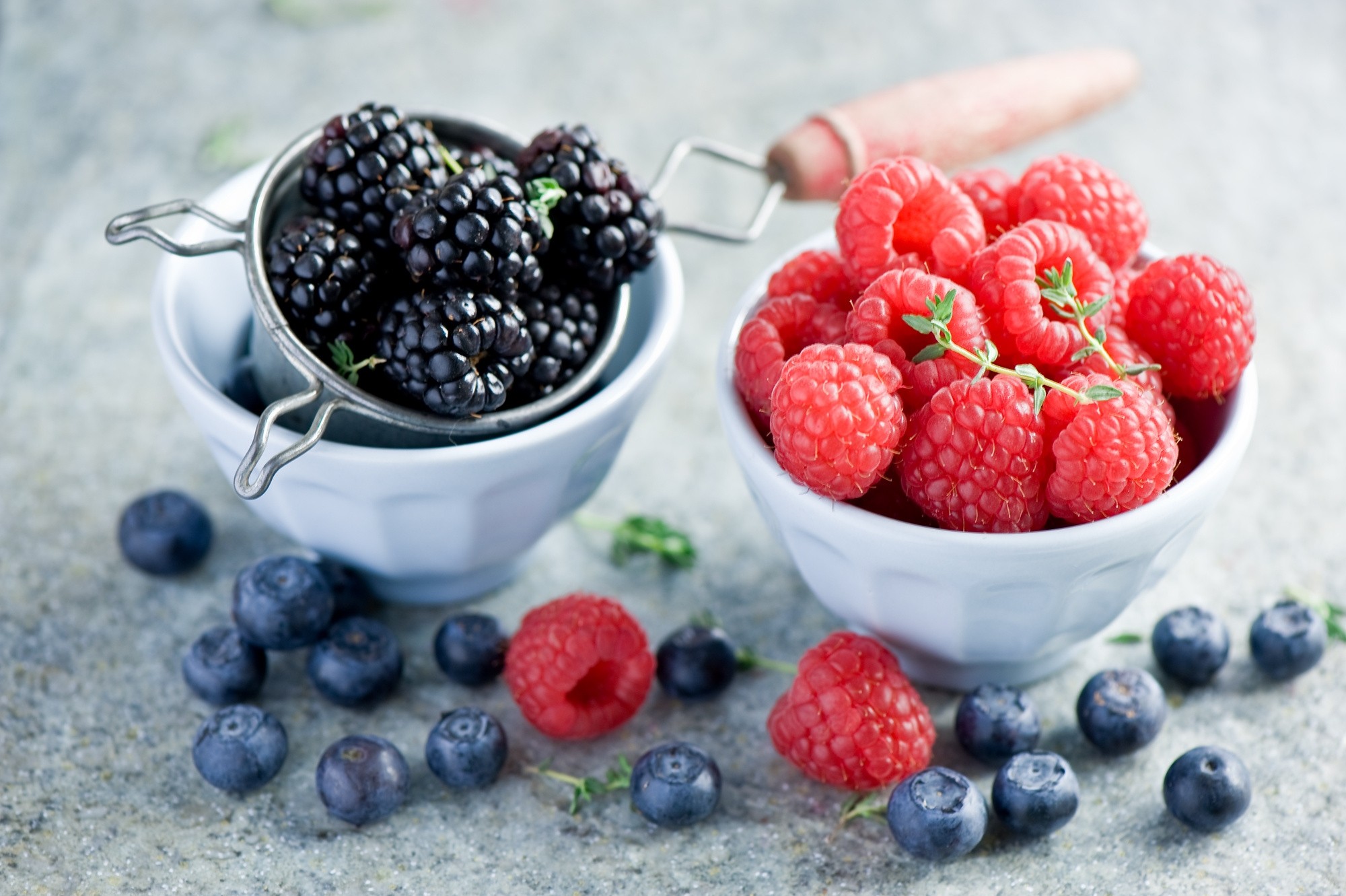 Download mobile wallpaper Bowls, Blackberry, Raspberry, Berry, Food for free.