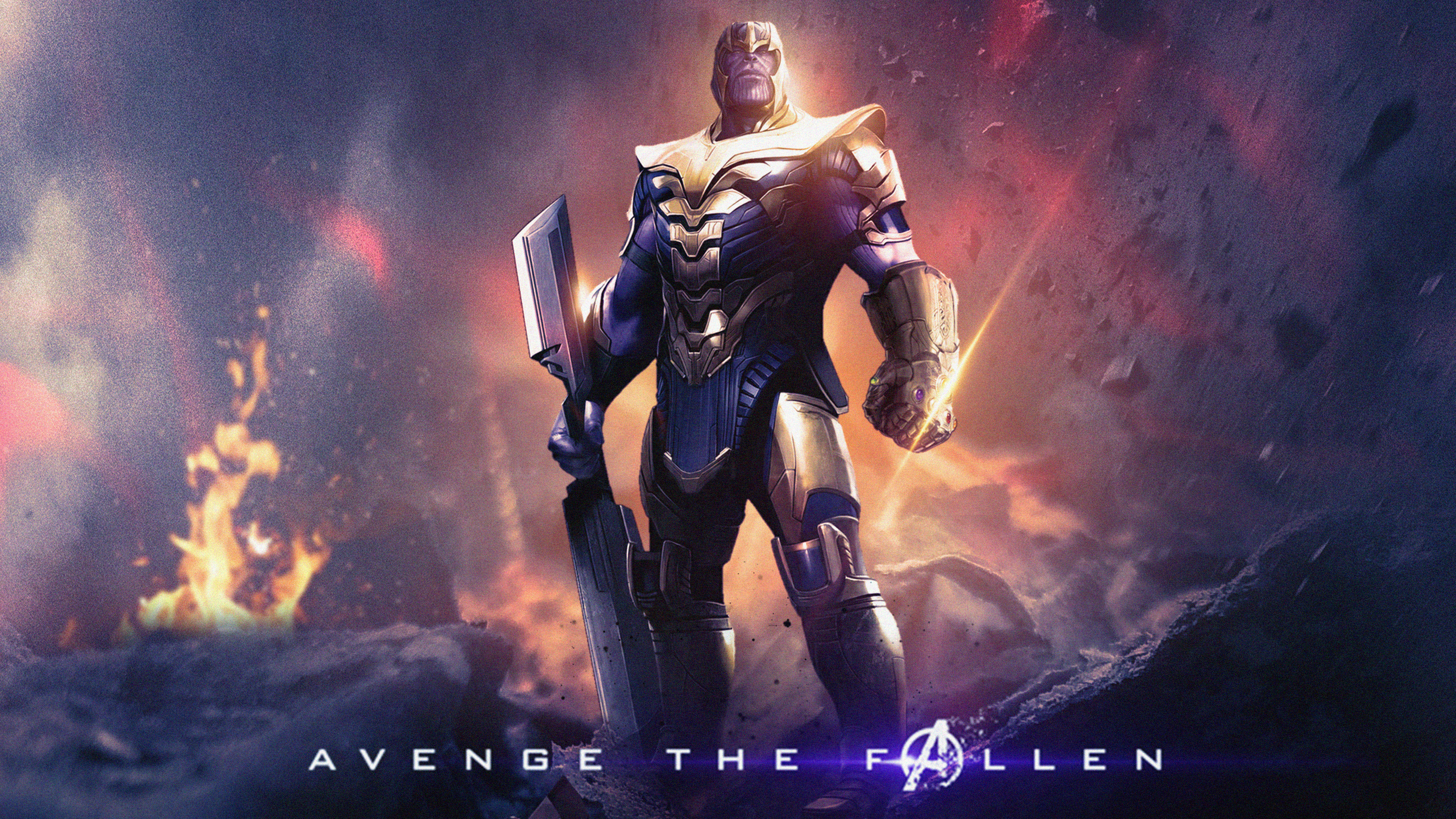 Download mobile wallpaper Armor, Sword, Movie, The Avengers, Thanos, Infinity Gauntlet, Avengers Endgame for free.