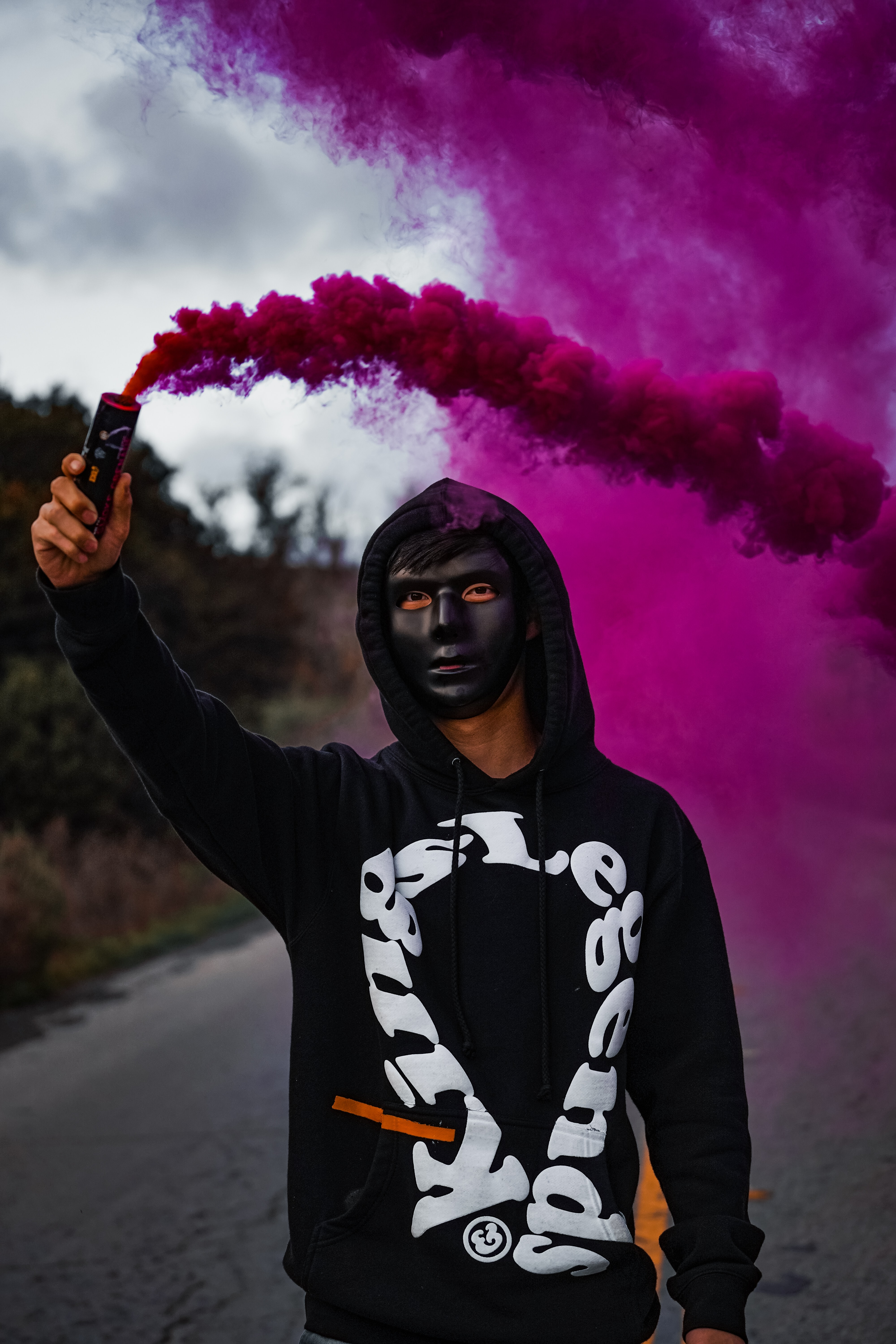 mask, miscellanea, miscellaneous, colored smoke, coloured smoke, hood 2160p