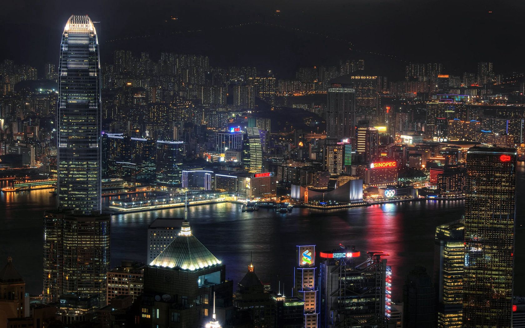 Handy-Wallpaper Städte, Stadt, Sonderverwaltungsregion Hongkong, Übernachtung, Wolkenkratzer, Neon, Hongkong, China kostenlos herunterladen.