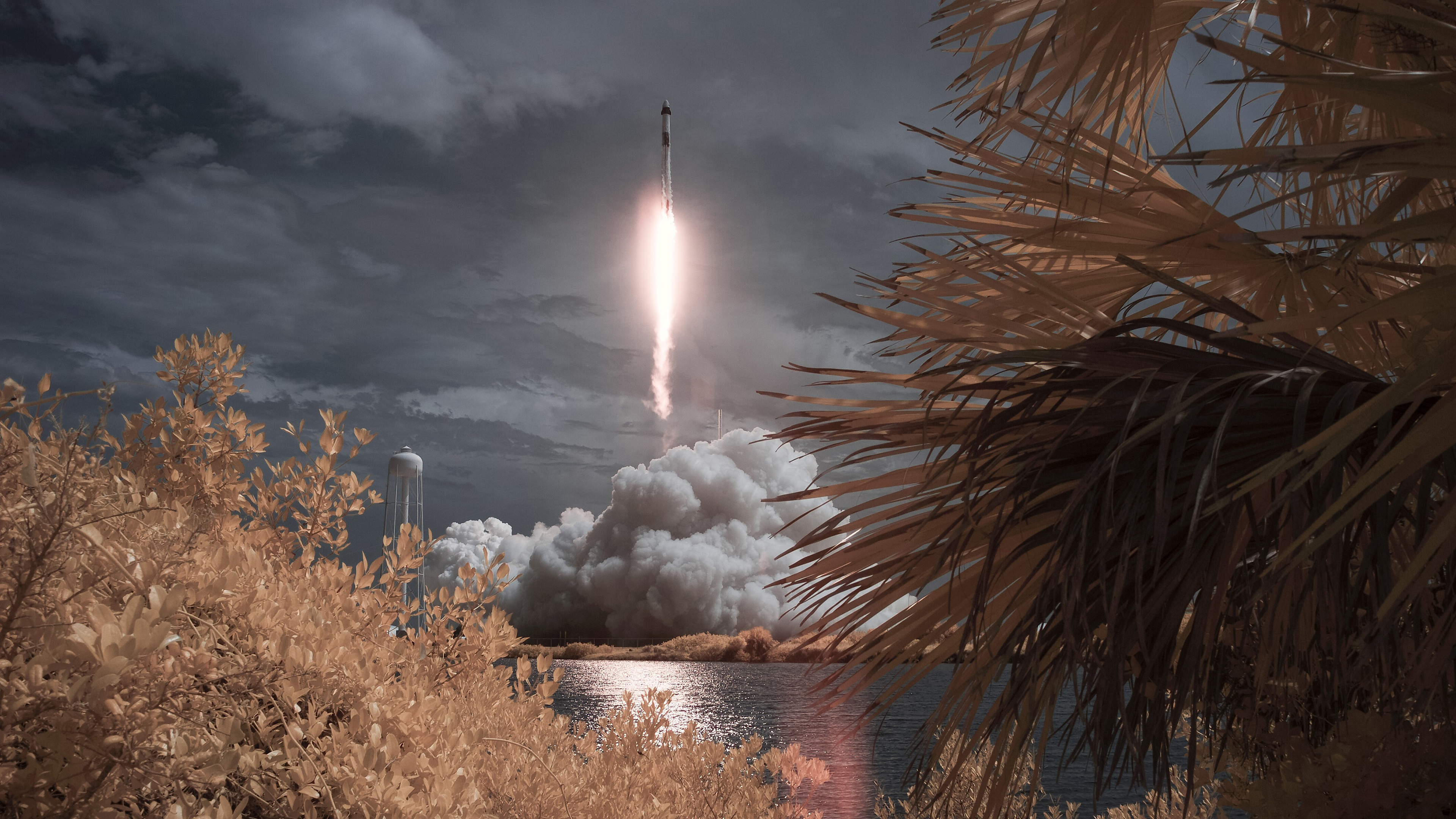 falcon 9, spacex, technology, infrared, rocket High Definition image