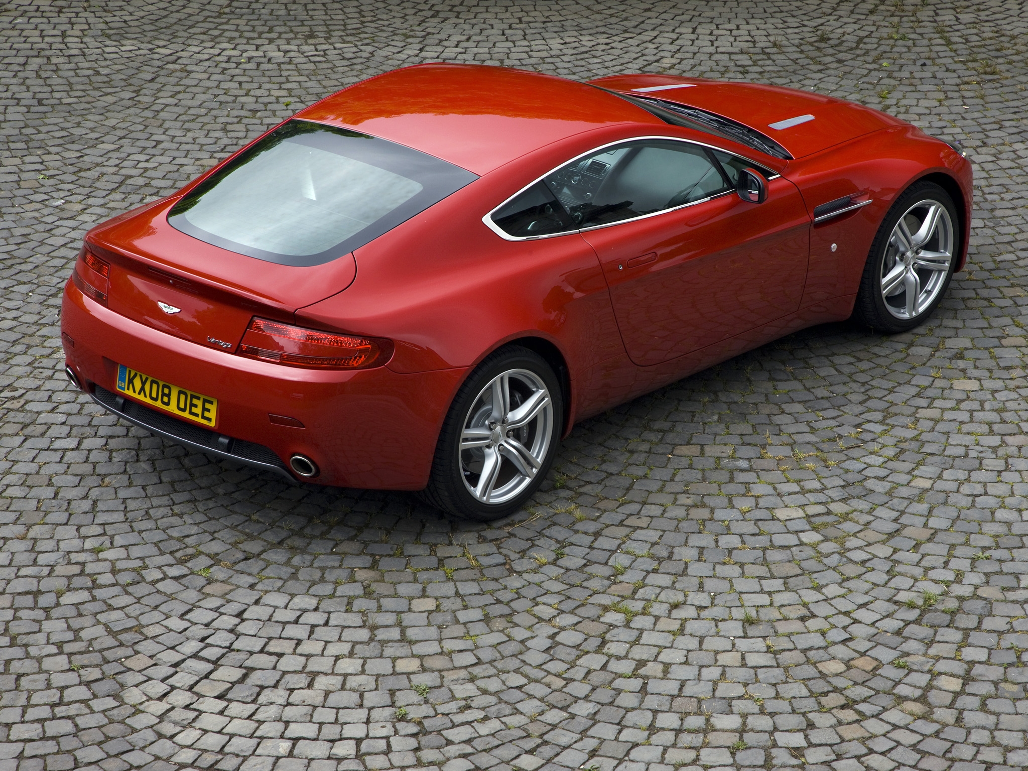 aston martin, cars, red, view from above, style, 2008, v8, vantage wallpaper for mobile